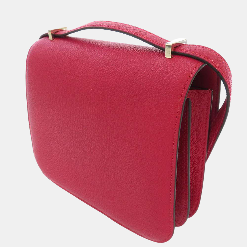 

Hermes Red Leather Chevre Mysore Goatskin Constance Mini Shoulder Bag