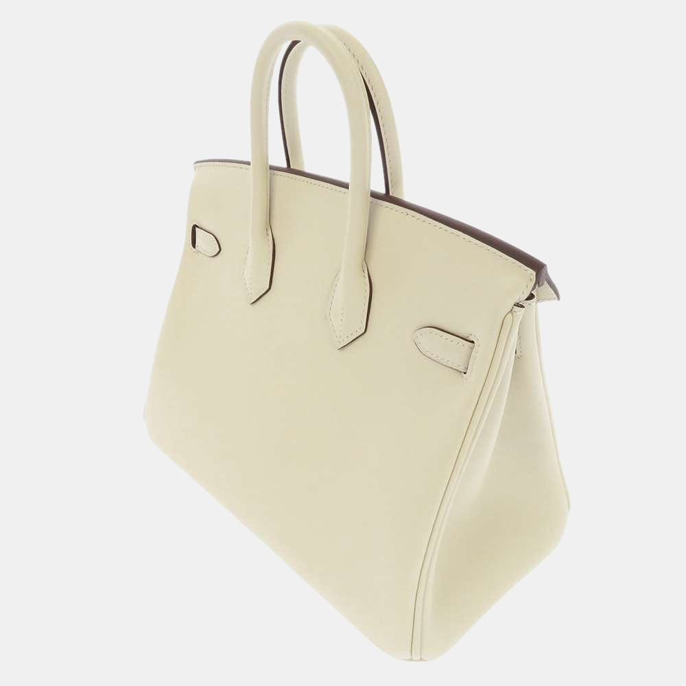 

Hermes White Swift Leather Gold Hardware Birkin 25 Bag
