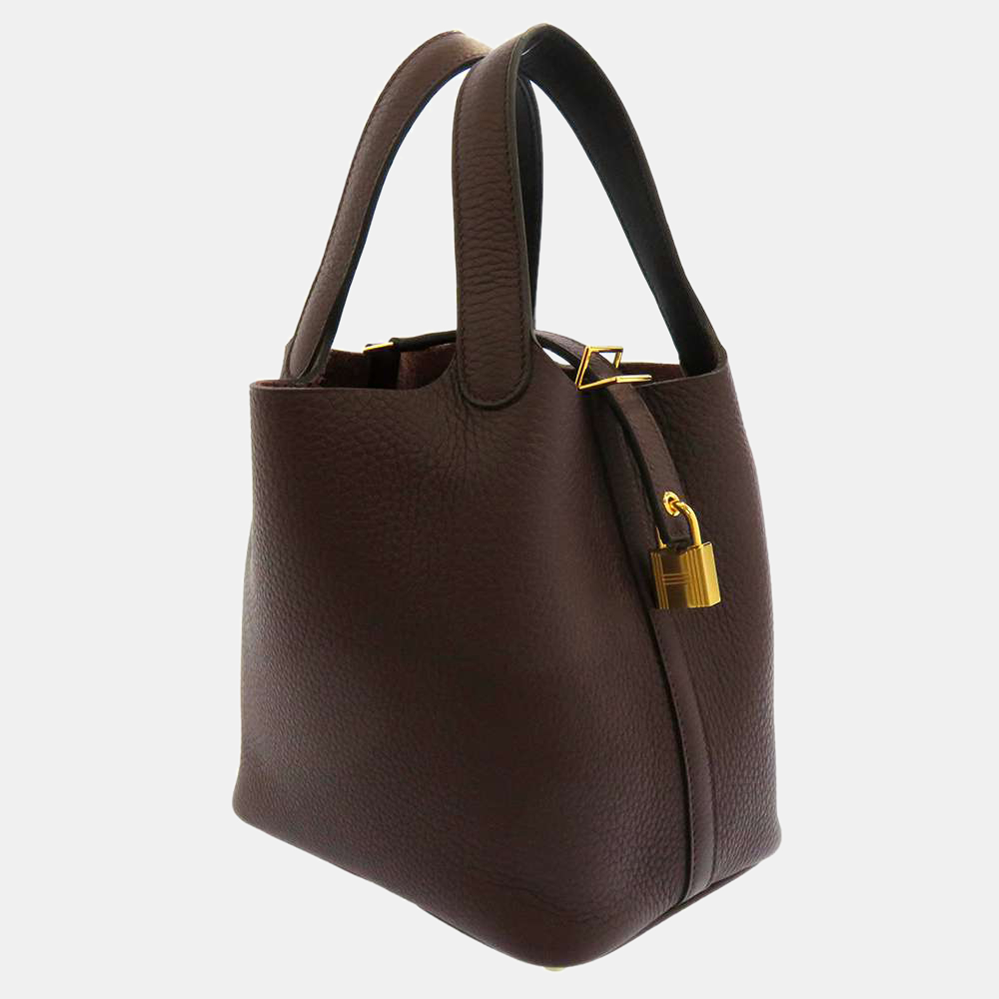 

Hermes Brown Taurillon Clemence Swift Leather Picotin Lock PM Tote Bag