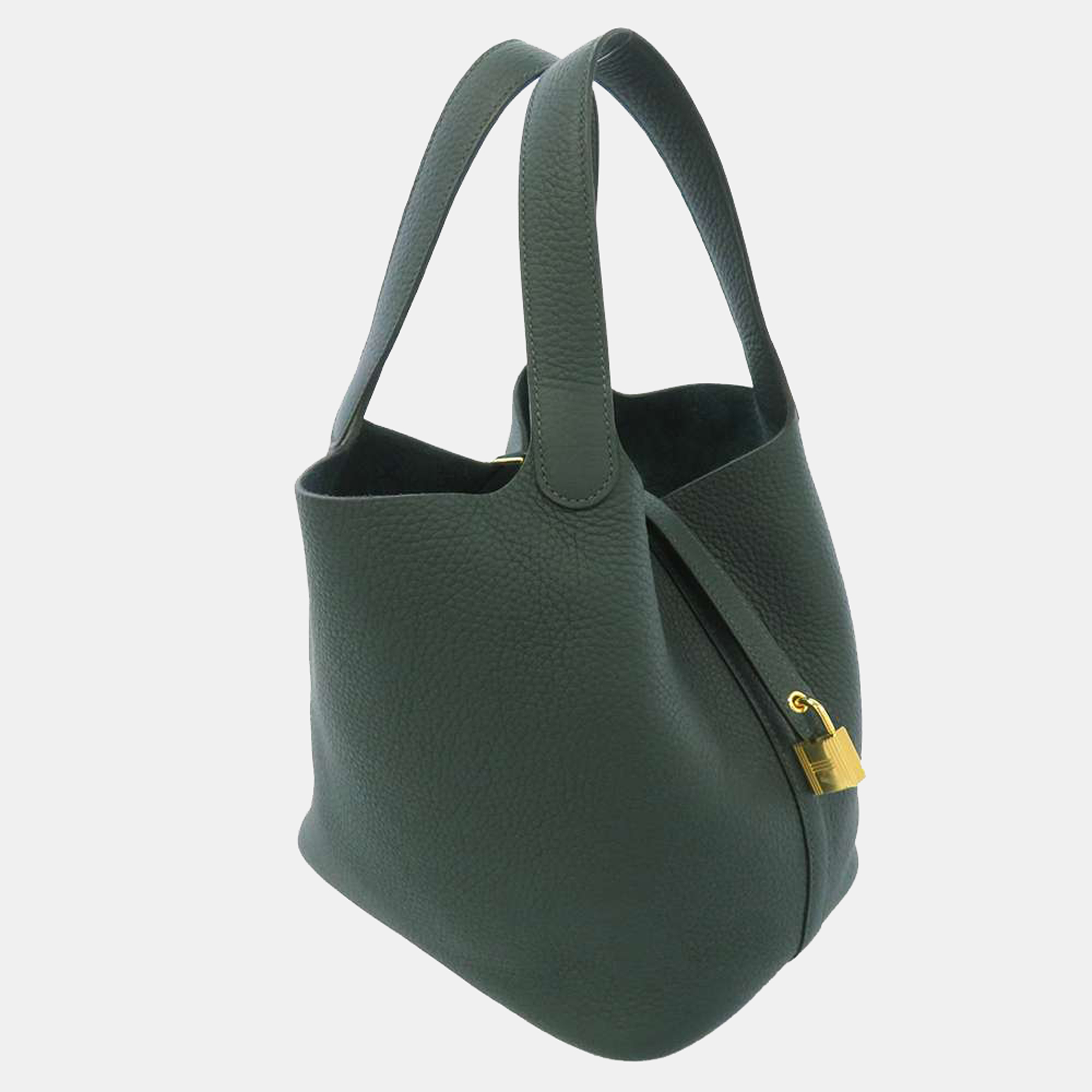 

Hermes Green Taurillon Clemence Leather Picotin Lock MM Tote Bag