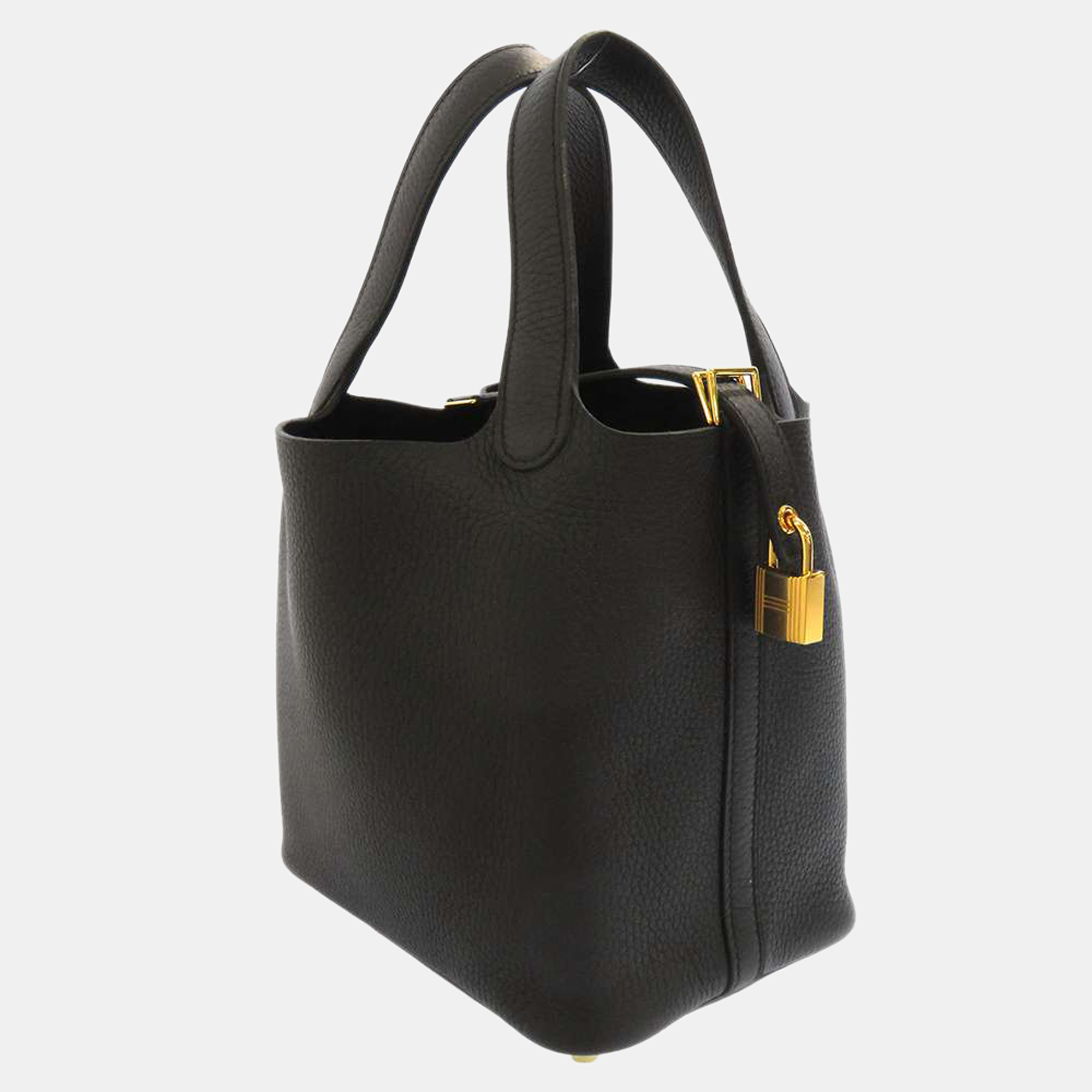 

Hermes Black Taurillon Clemence Leather Picotin Lock PM Tote Bag