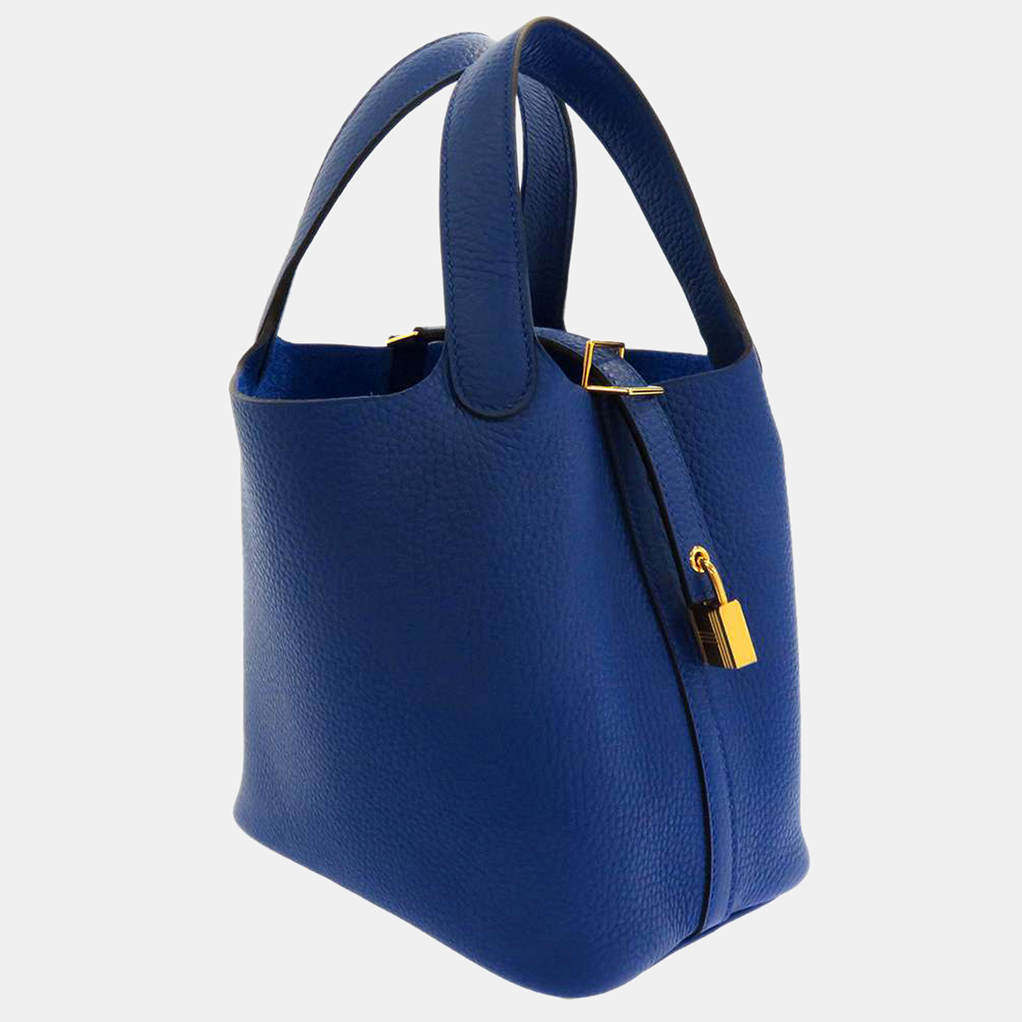 

Hermes Blue Taurillon Clemence Leather Picotin Lock PM Tote Bag