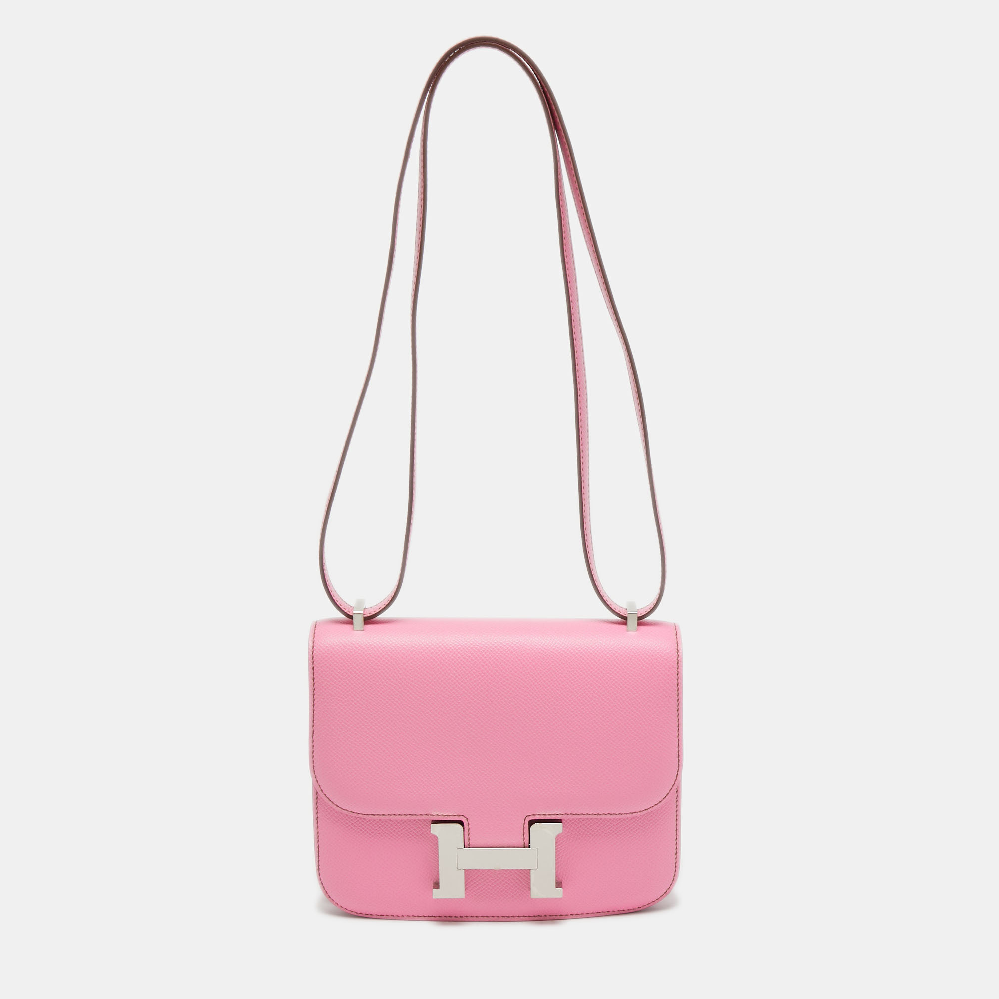 Pre Owned Hermés Pink Epsom Leather Palladium Finish Constance 18 Bag