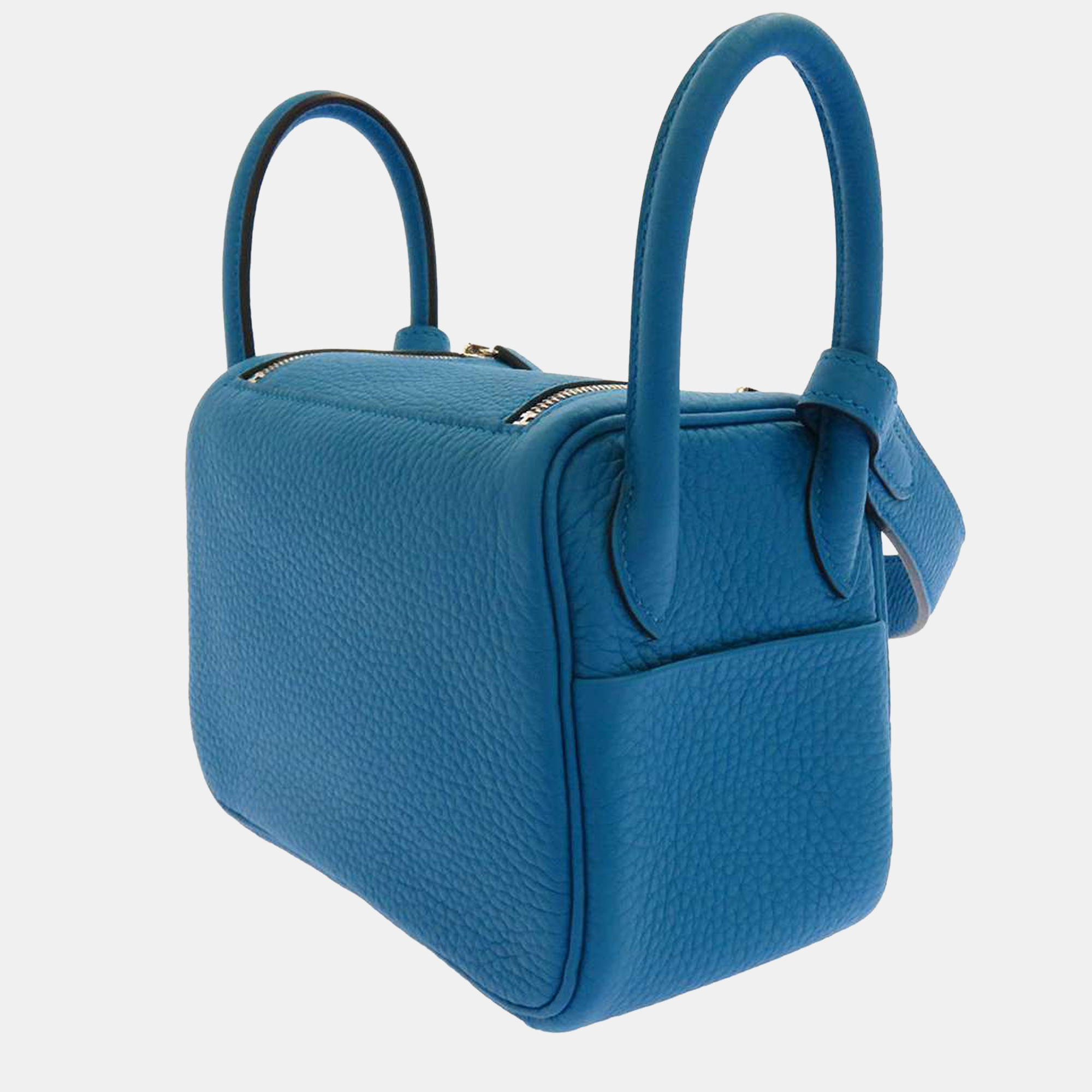 

Hermes Blue Taurillon Clemence Leather Lindy Mini Shoulder Bag