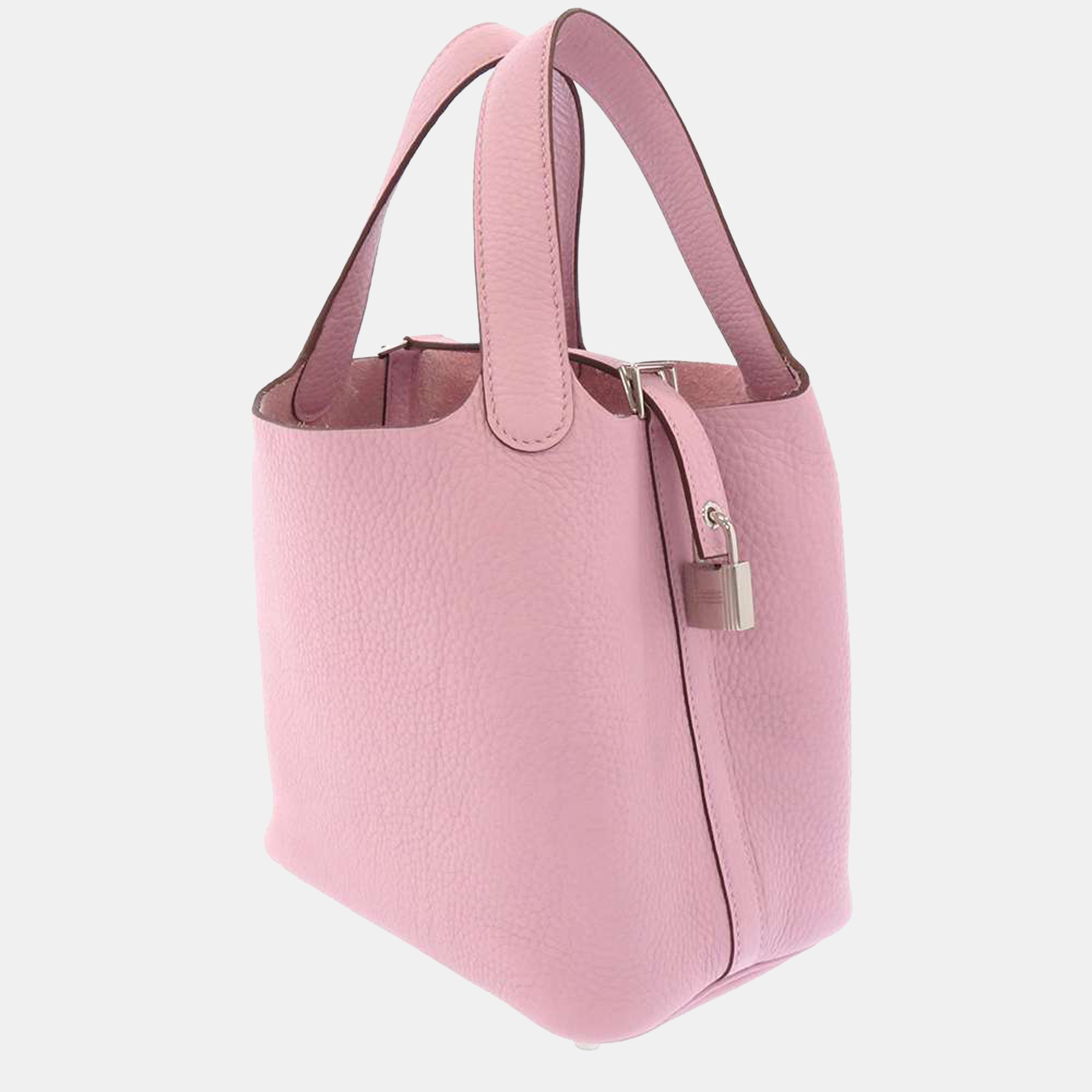 

Hermes Pink Taurillon Clemence Leather Picotin Lock PM Tote Bag