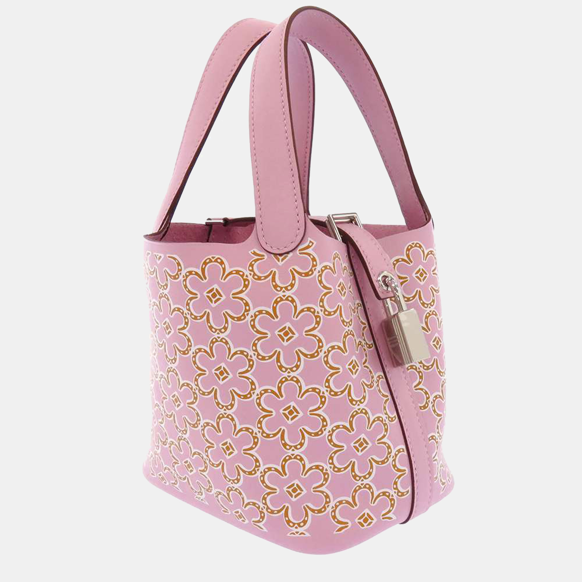 

Hermes Pink Swift Leather Lucky Daisy Micro Picotin Lock Tote Bag