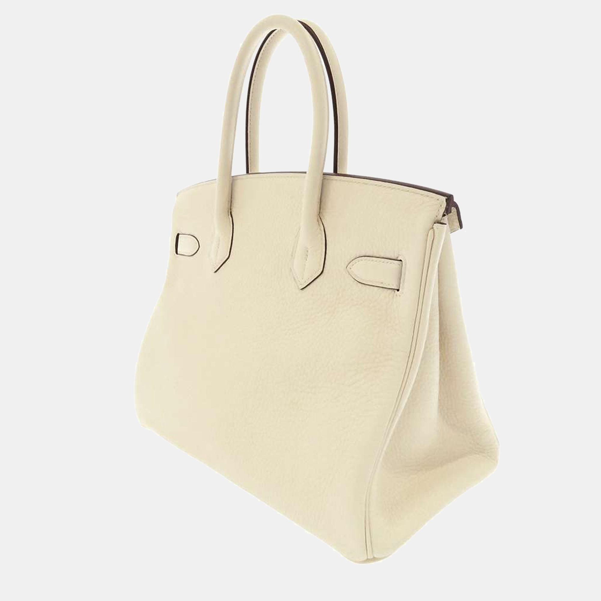 

Hermes White Taurillon Clemence Leather Gold Hardware Birkin 30 Bag