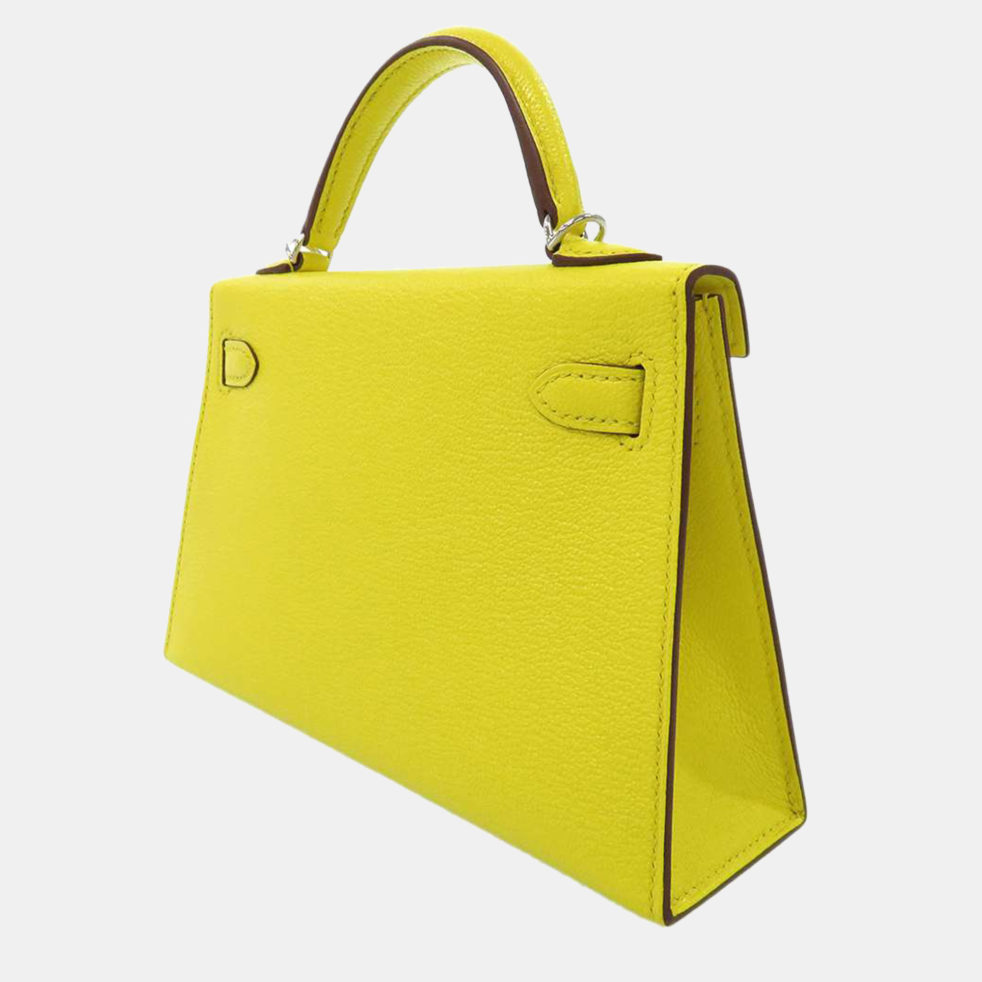 

Hermes Yellow Leather Chevre Myzore Goatskin Palladium Hardware Mini Kelly Sellier Bag
