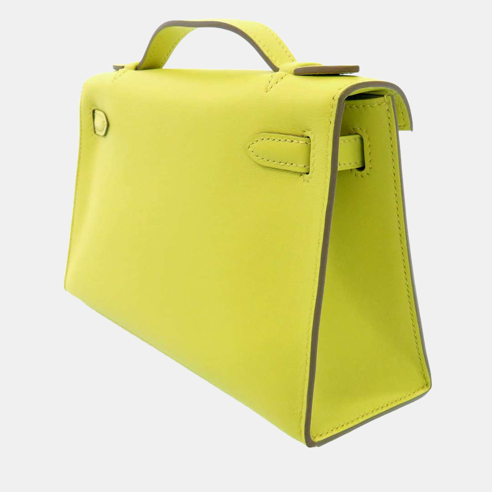 

Hermes Yellow Swift Leather Palladium Hardware Pochette Kelly Clutch Bag