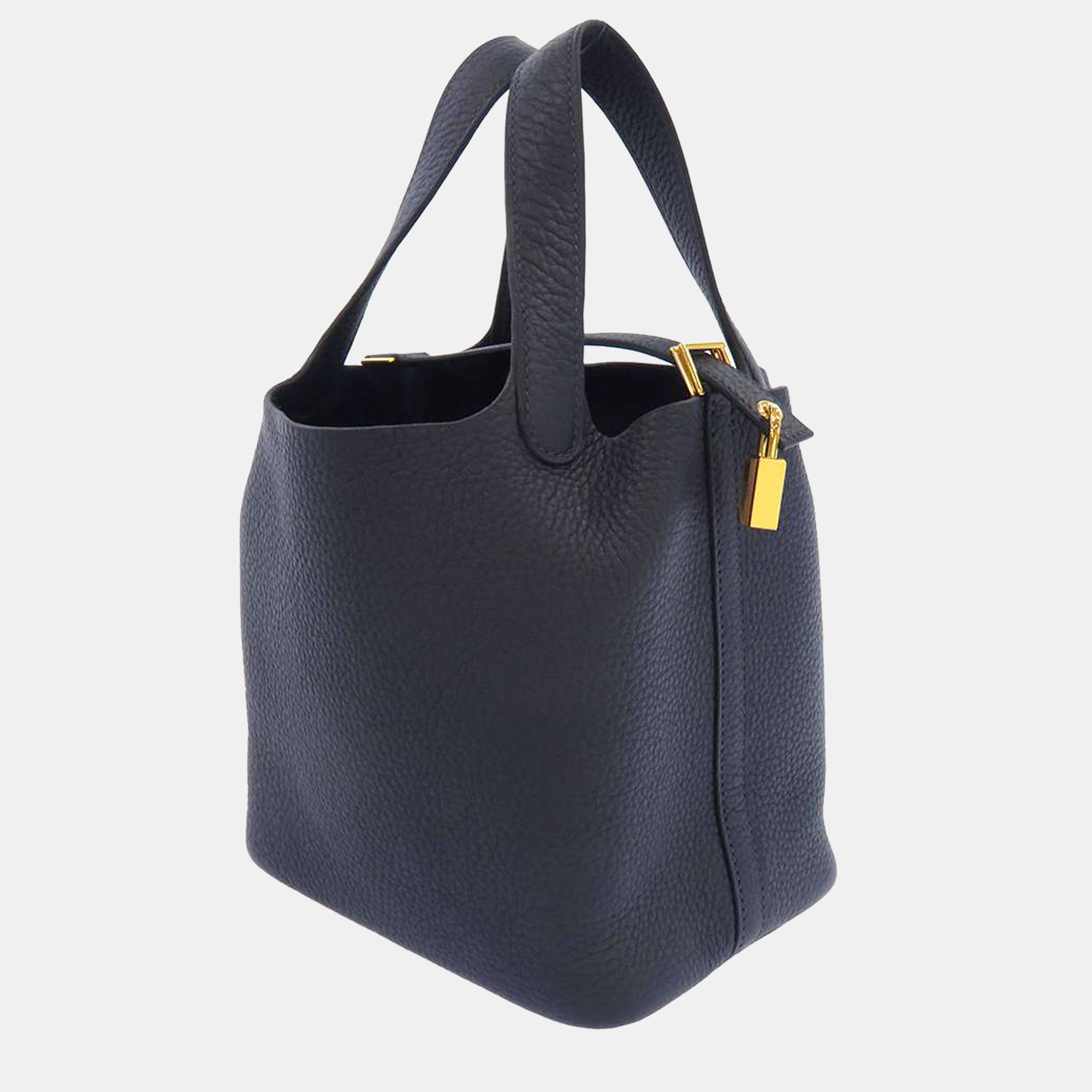 

Hermes Blue Taurillon Clemence Leather Picotin Lock PM Tote Bag