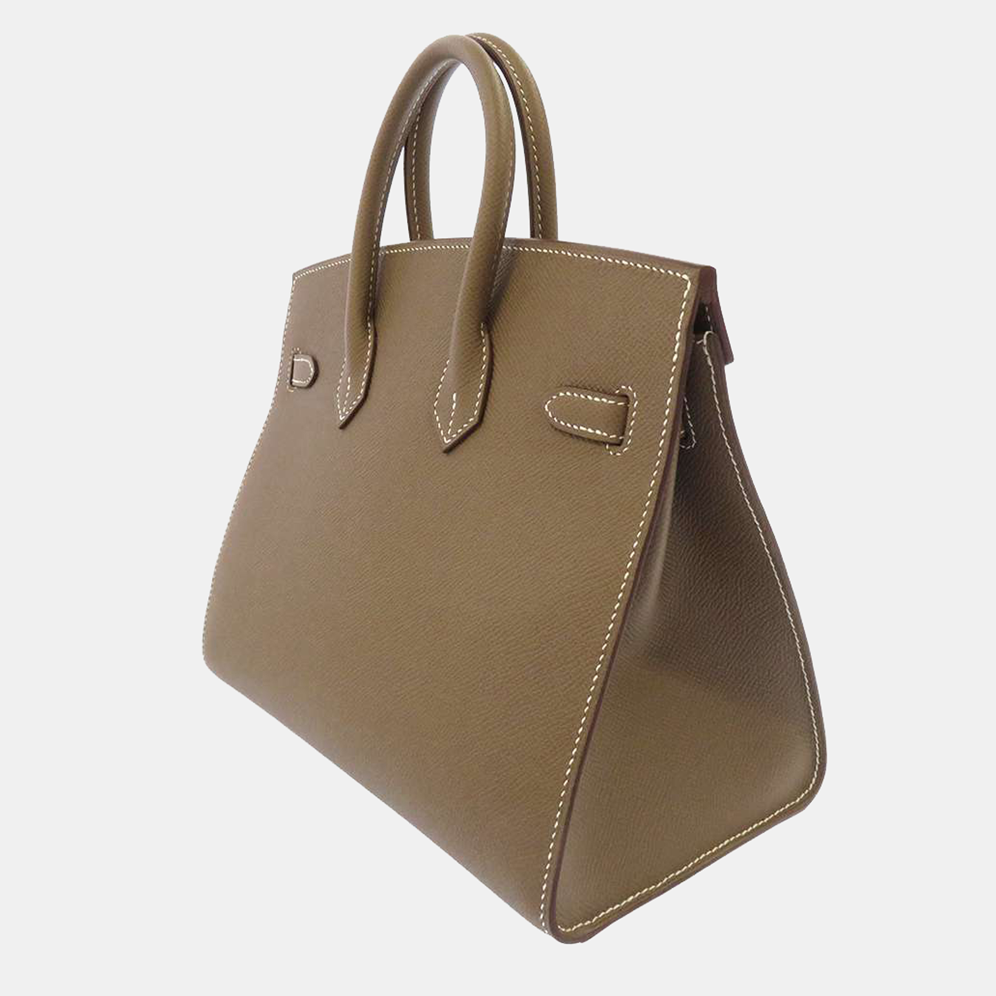 

Hermes Grey Epsom Leather Palladium Hardware Birkin Sellier 25 Bag