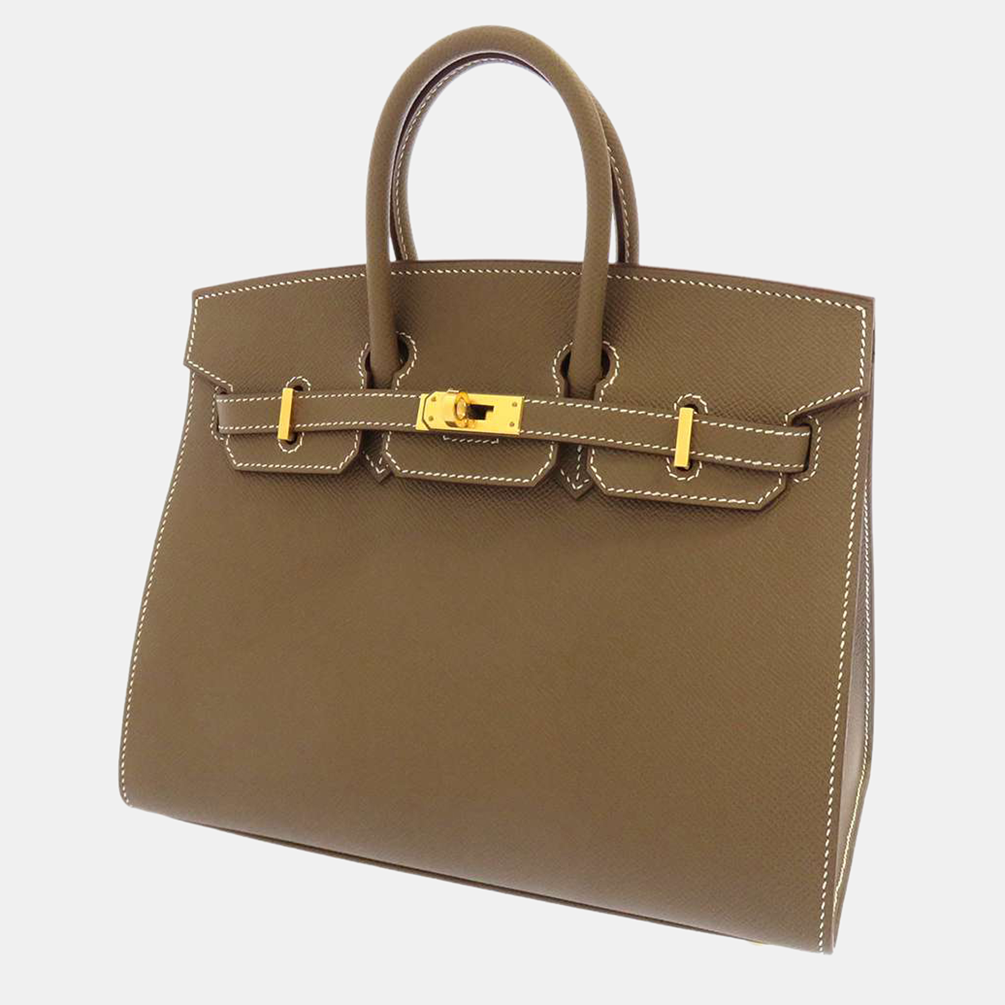 Pre-owned Hermes Grey Epsom Leather Gold Hardware Birkin Sellier 25 Bag