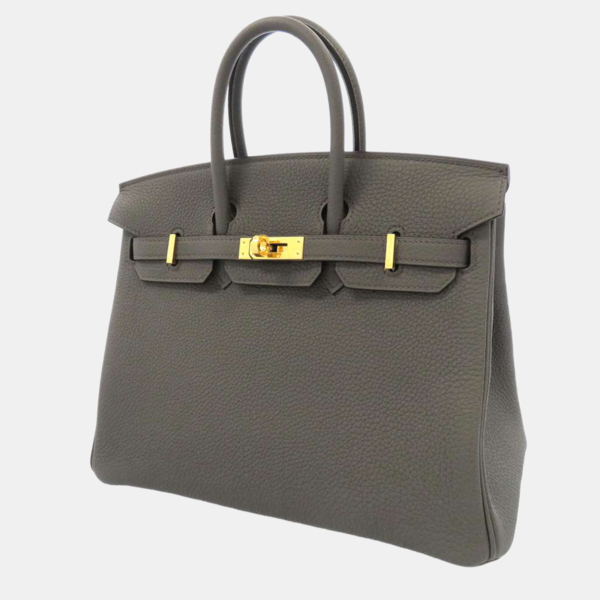 Pre-owned Hermes Grey Togo Leather Gold Hardware Birkin 25 Bag