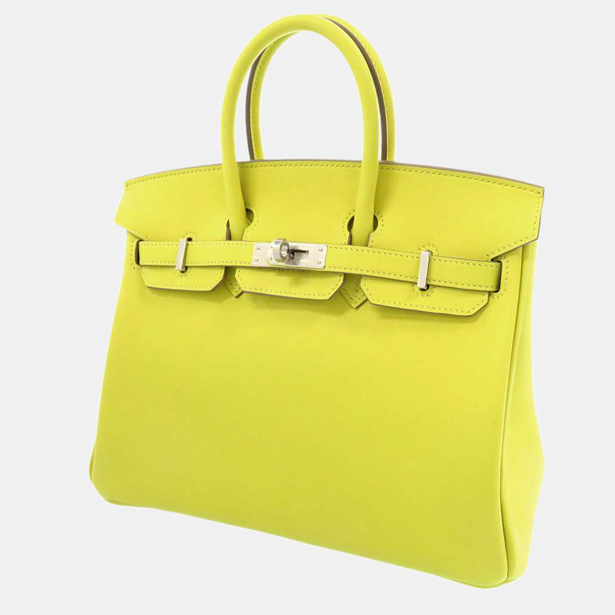 Pre-owned Hermes Yellow Swift Leather Palladium Hardware Birkin 25 Bag