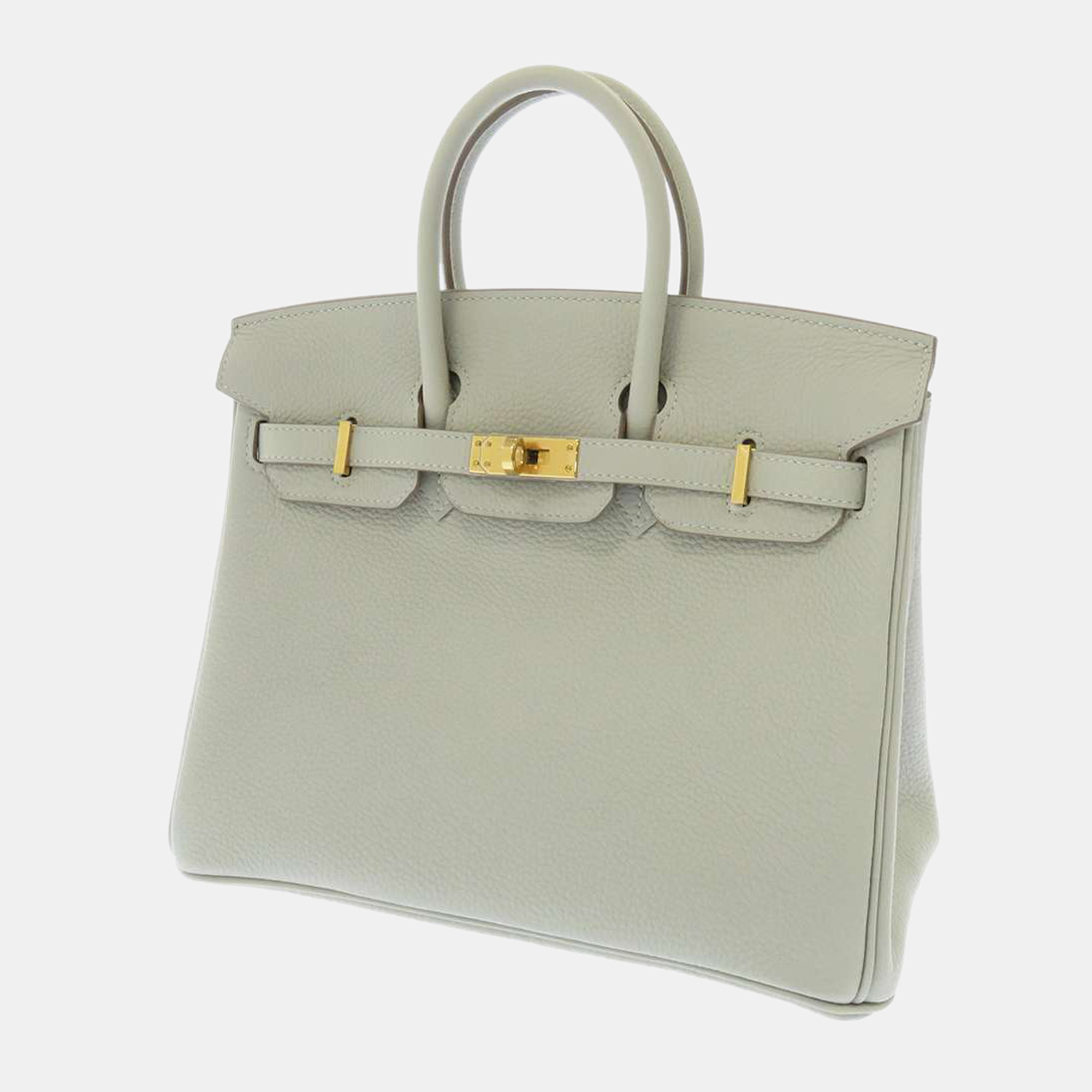 Pre-owned Hermes Pearl Grey Togo Leather Gold Hardware Birkin 25 Bag