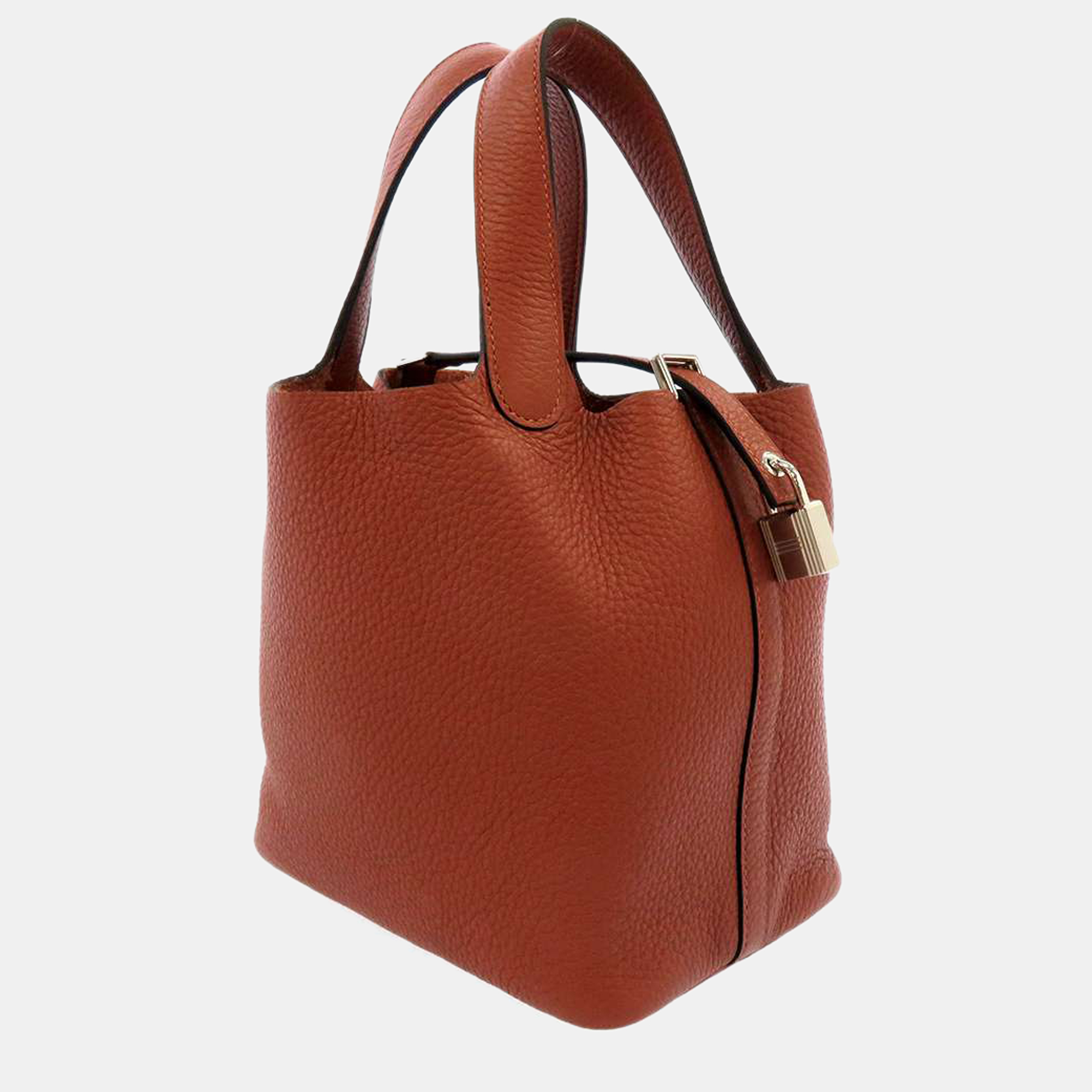 

Hermes Brown/Red Taurillon Clemence Leather Picotin Lock 18 Tote Bag