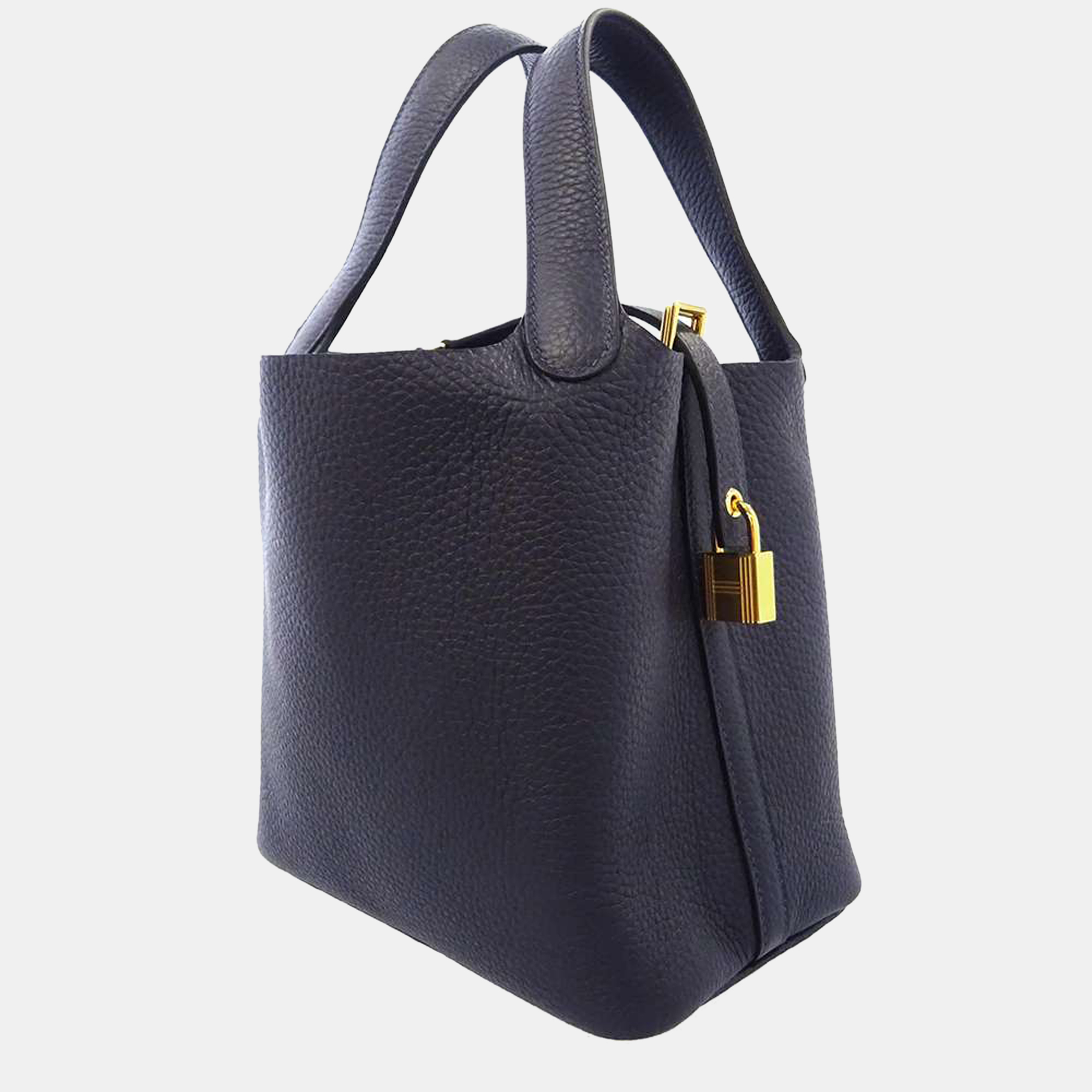 

Hermes Blue Taurillon Clemence Leather Picotin Lock PM Tote Bag