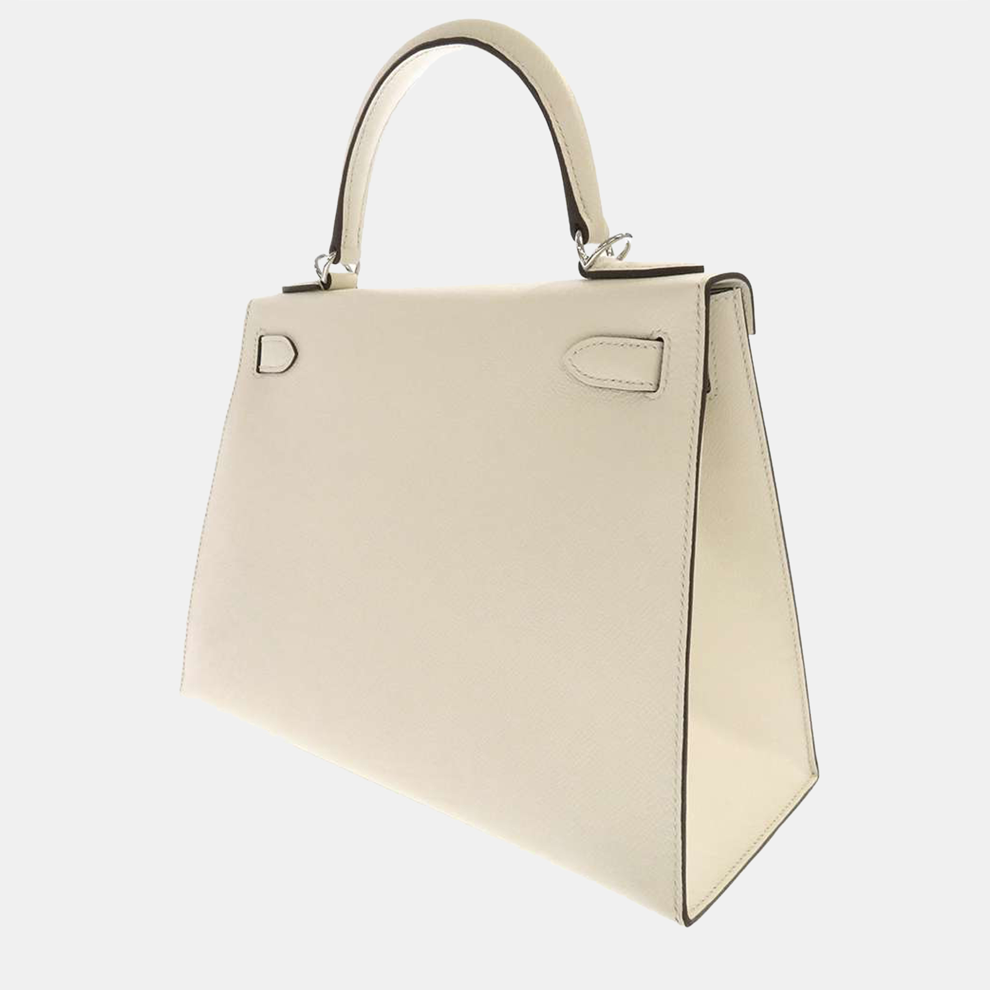 

Hermes White Epsom Leather Palladium Hardware Kelly 28 Sellier Bag