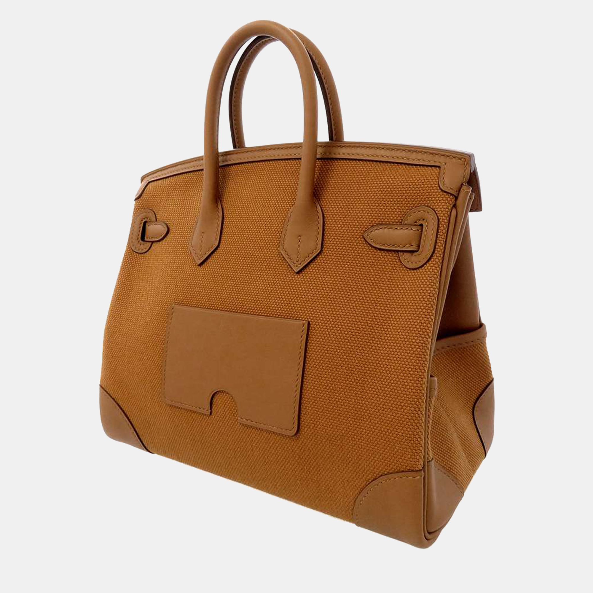 

Hermes Gold Toile Canvas and Swift Leather Palladium Plated Hardware Birkin Cargo 25 Tote Bag, Brown