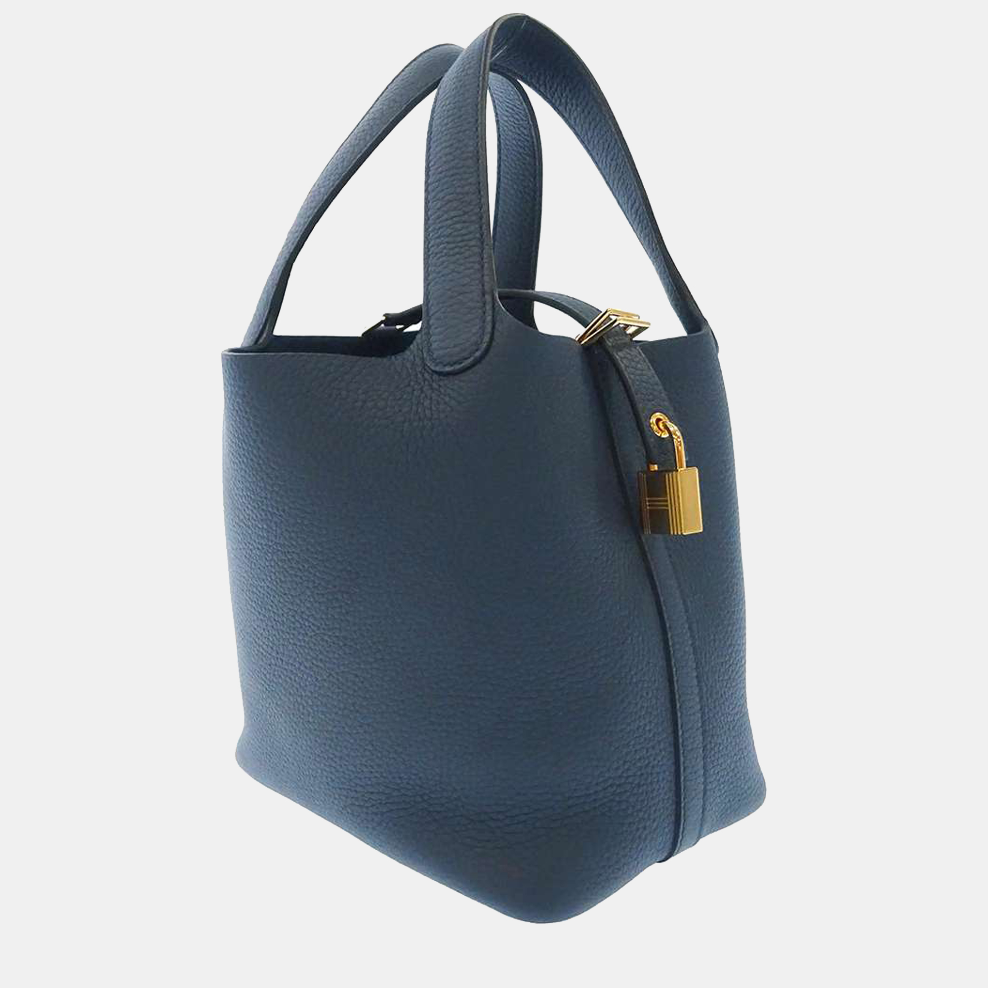 

Hermes Blue Taurillon Clemence Leather Picotin Lock PM Tote Bag