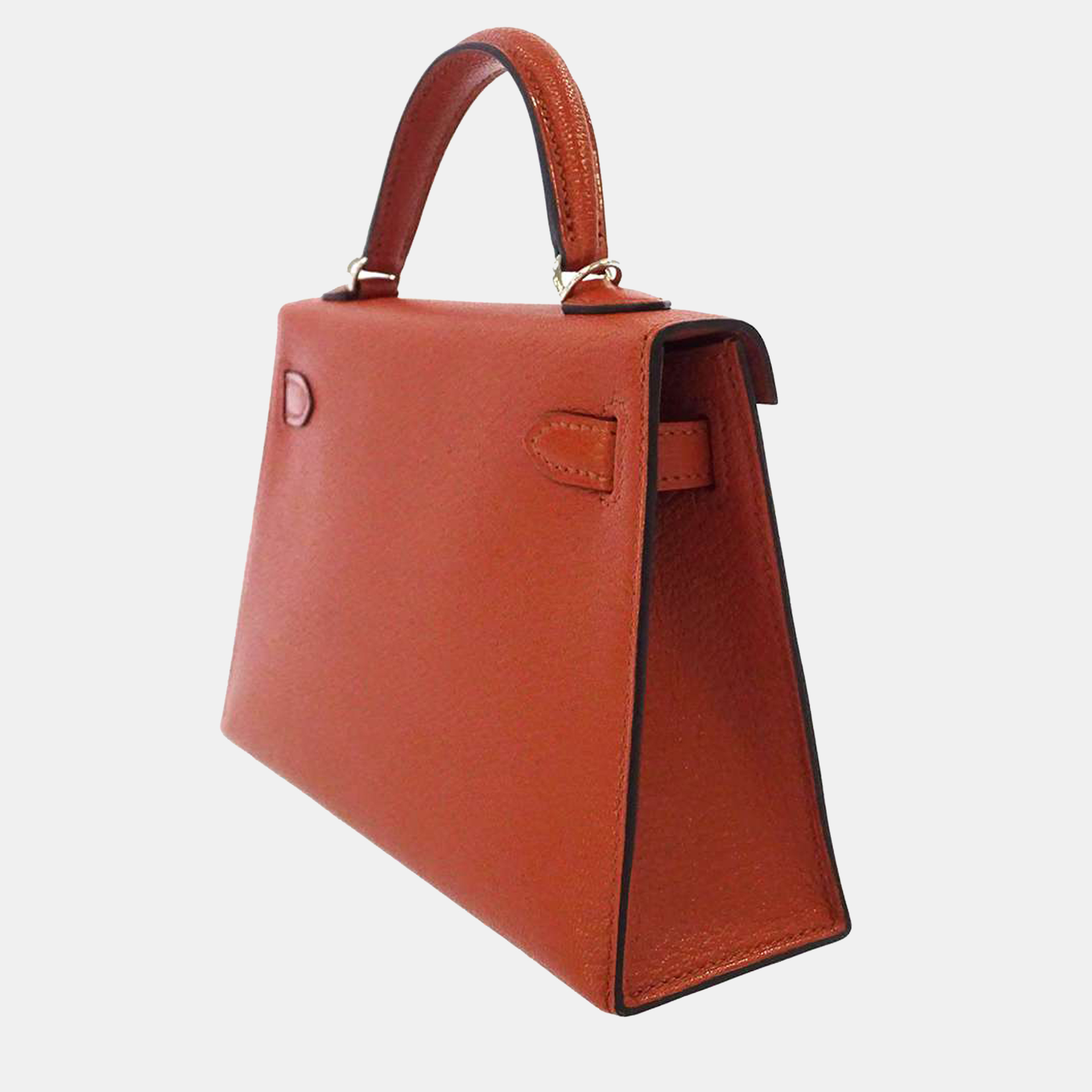 

Hermes Orange Mexico Chevre Mysore Goatskin Leather Mini Kelly Top Handle Bag