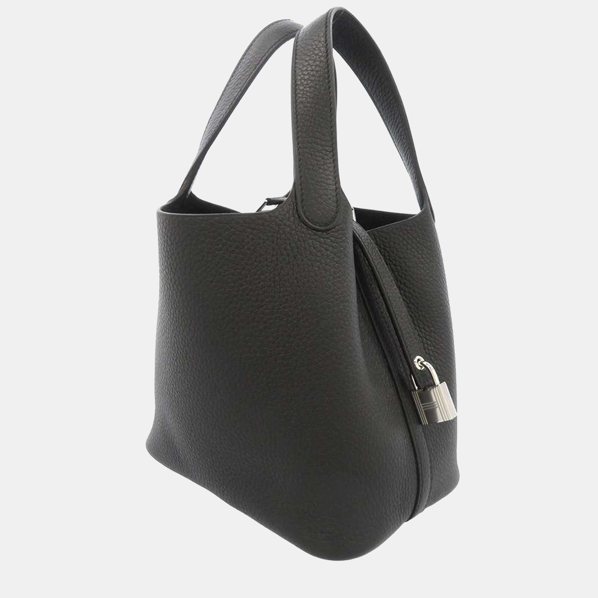 

Hermes Black Taurillon Clemence Leather Picotin Lock PM Tote Bag