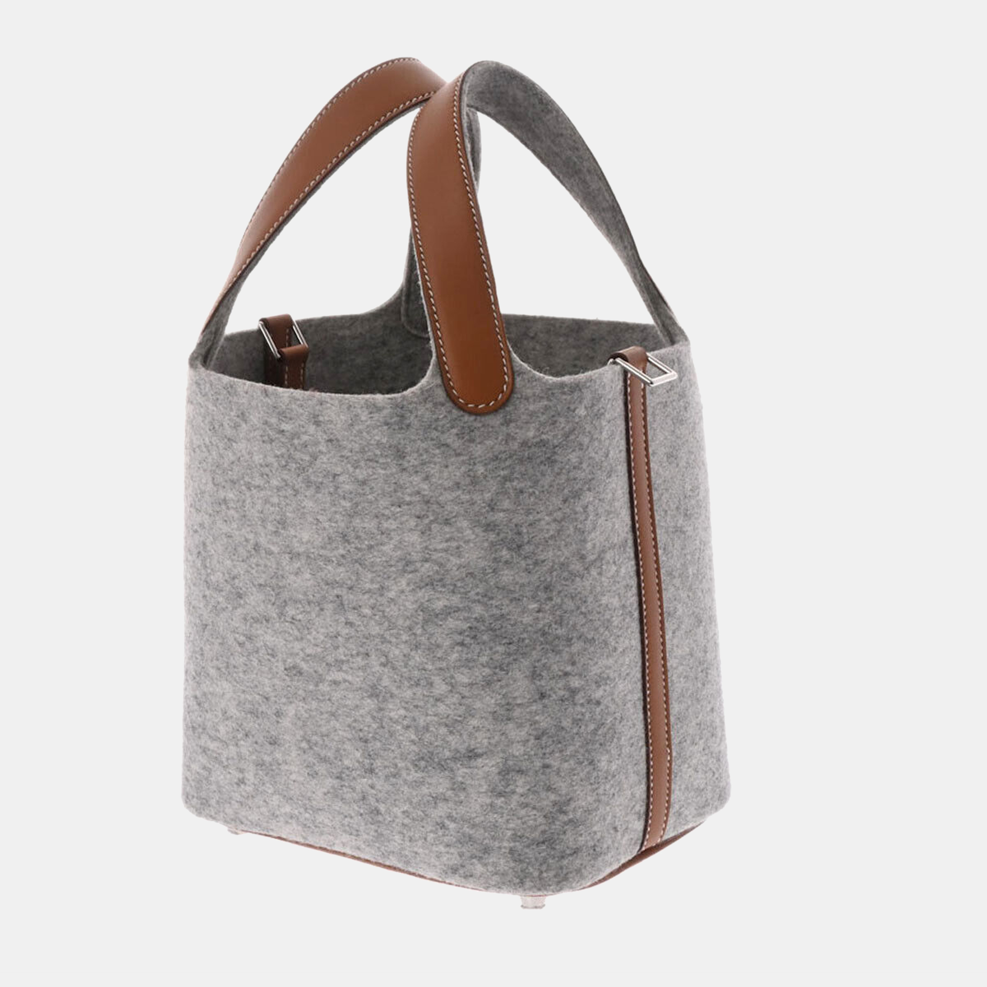 

Hermes Grey Leather Felt Picotin Lock 18 Tote Bag