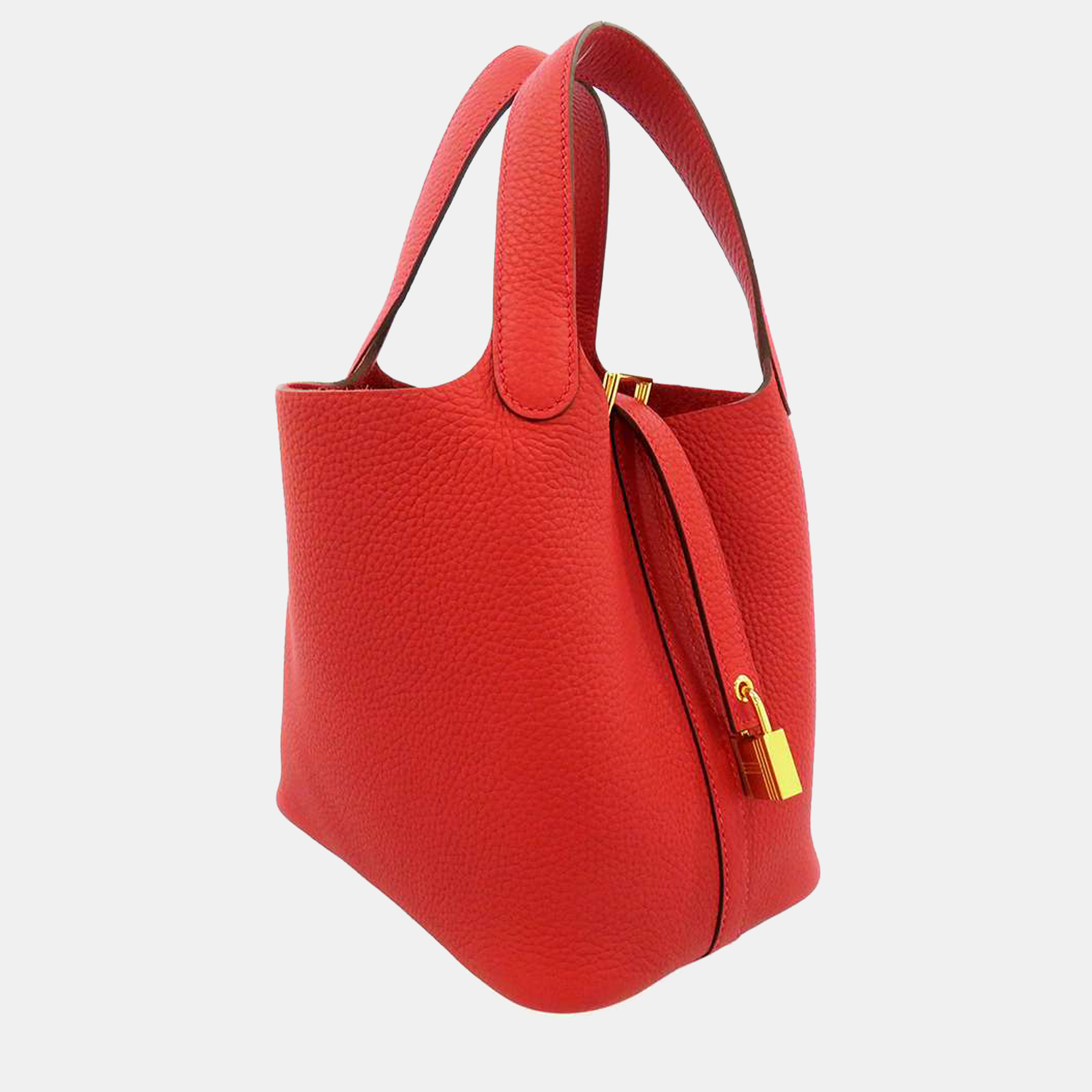 

Hermes Red Taurillon Clemence Leather Picotin Lock PM Tote Bag