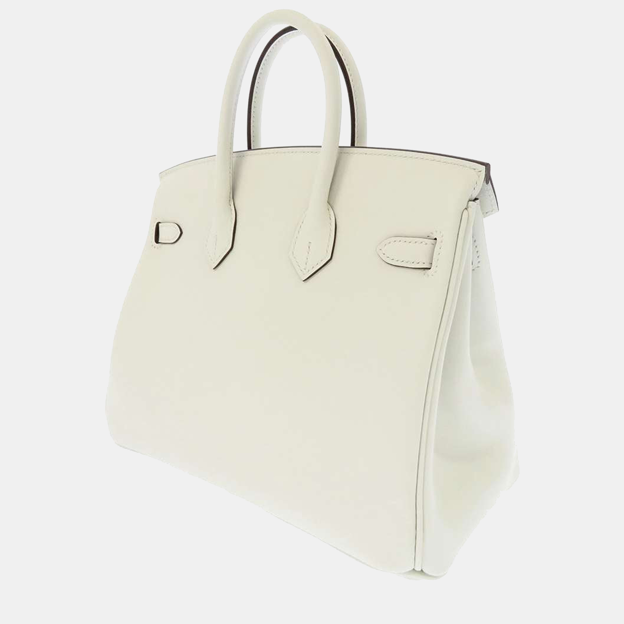 

Hermes White Swift Leather Palladium Hardware In And Out Birkin 25 Bag