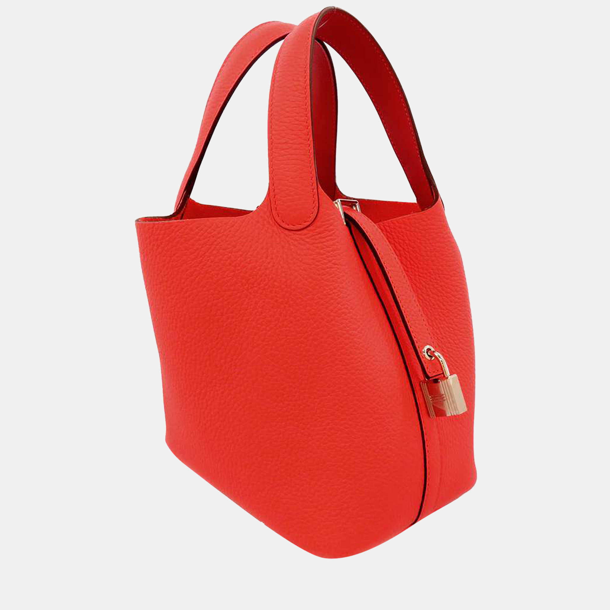 

Hermes Red Swift Taurillon Clemence Eclat Leather Picotin Lock PM Tote Bag