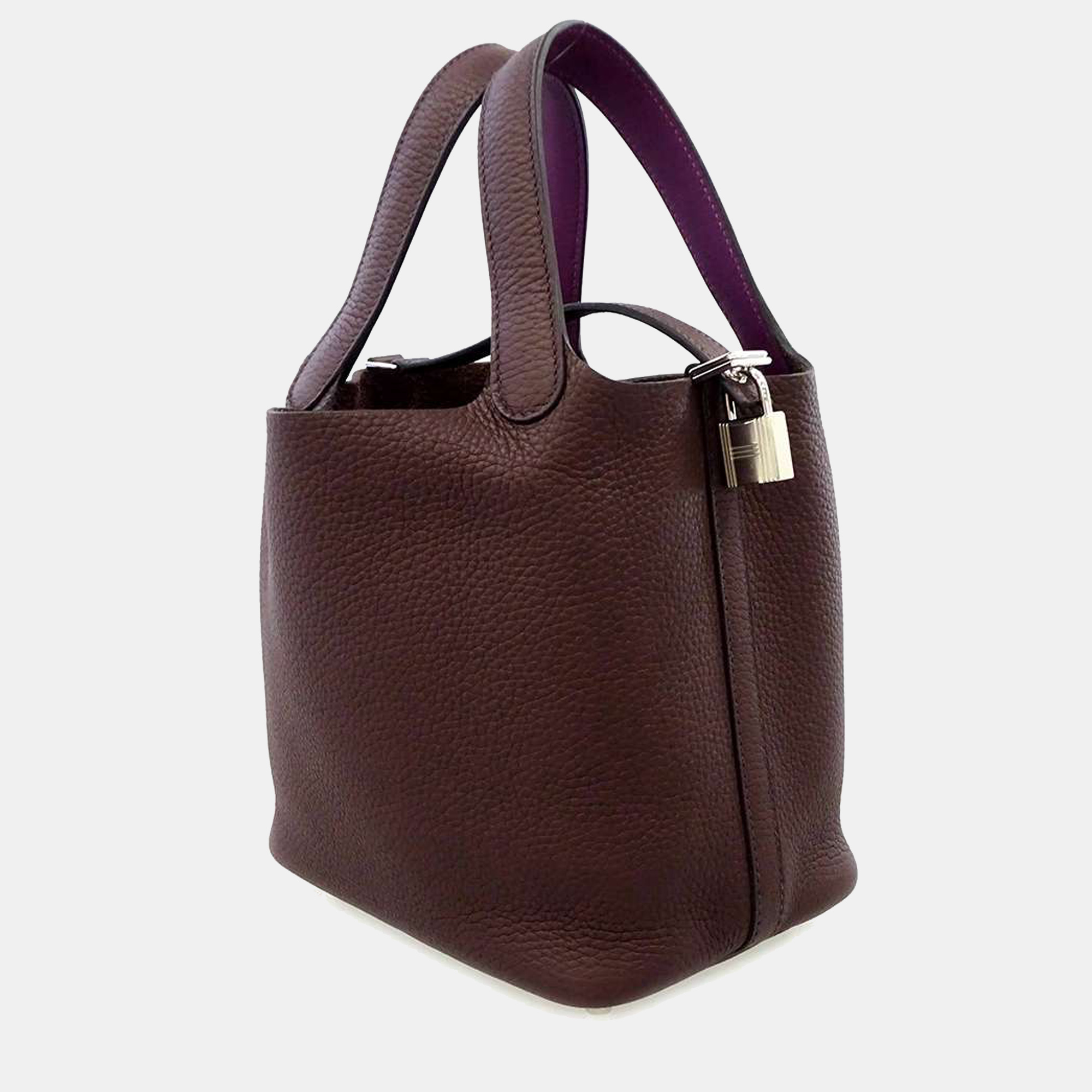 

Hermes Purple Taurillon Clemence Swift Leather Eclat Picotin Lock PM Tote Bag