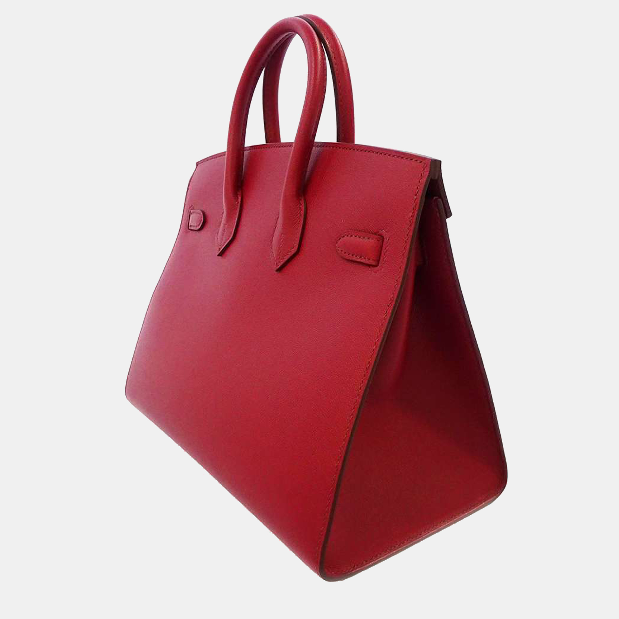 

Hermes Red Madame Palladium Hardware Birkin Sellier 25 bag