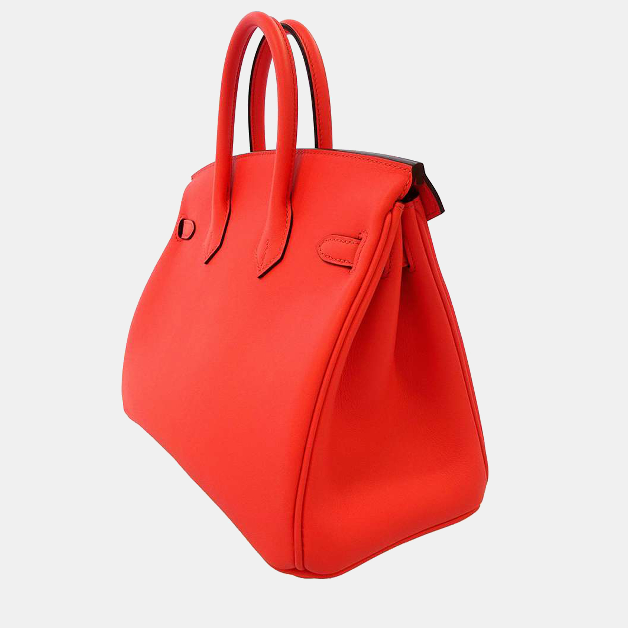 

Hermes Red Swift Leather Palladium Hardware Birkin 25 Bag