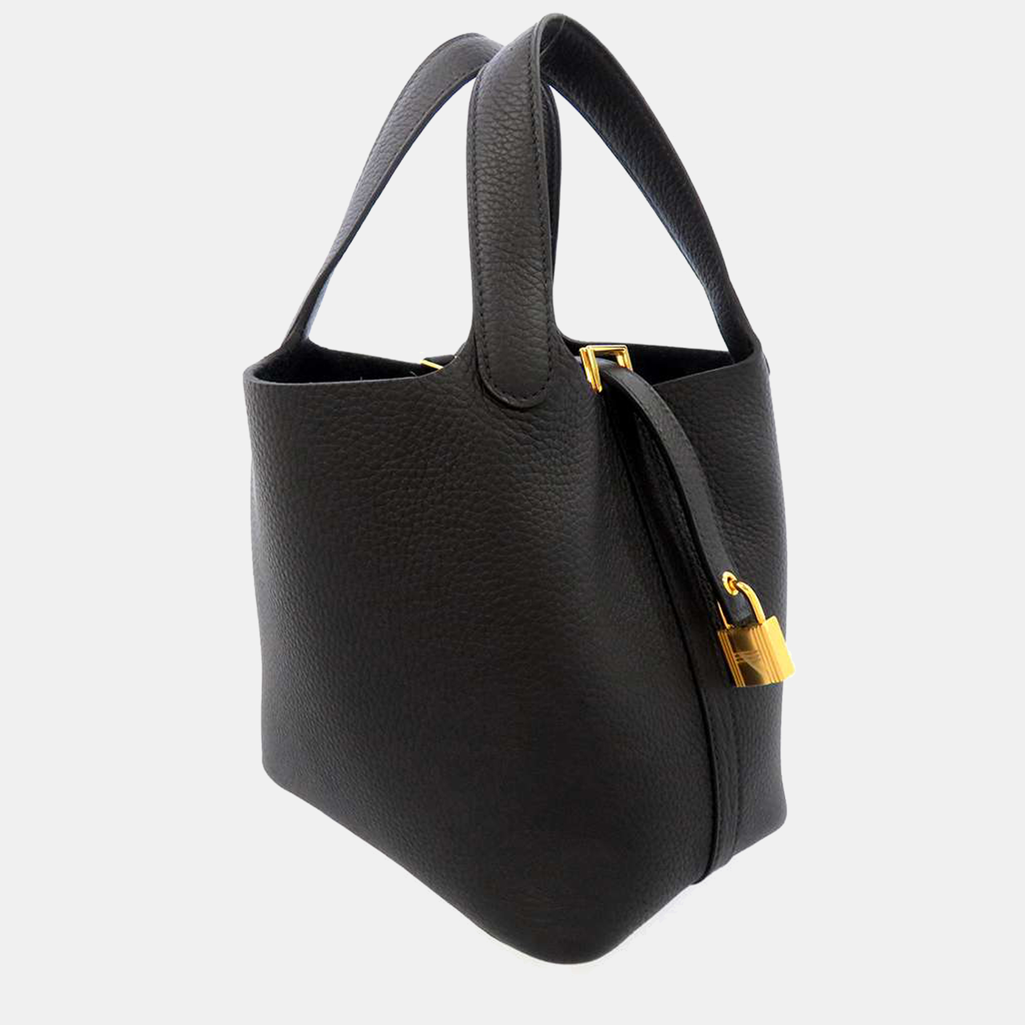 

Hermes Black Taurillon Clemence Leather Picotin Lock PM Tote Bag