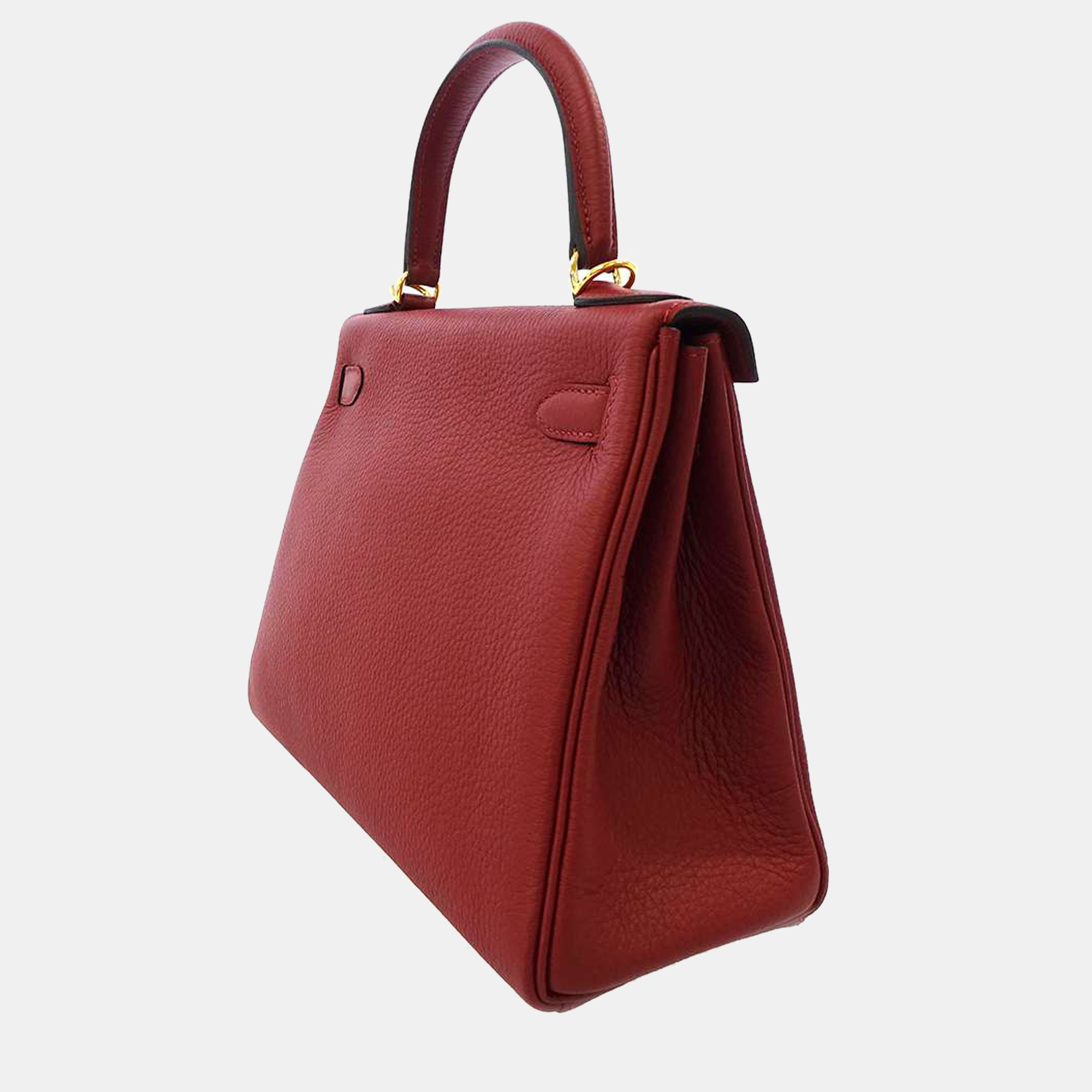 

Hermes Red Taurillon Clemence Leather Gold Hardware Kelly 28 Retourne Bag