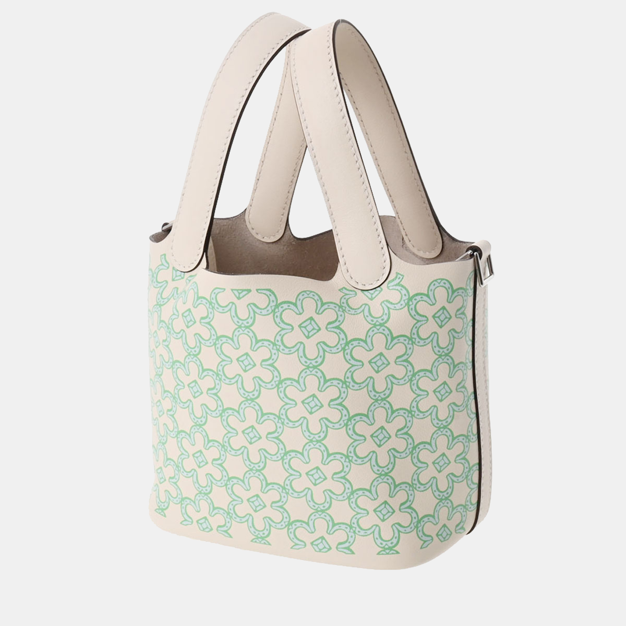 

Hermes White Leather Micro Lucky Daisy Picotin Lock Tote Bag, Green