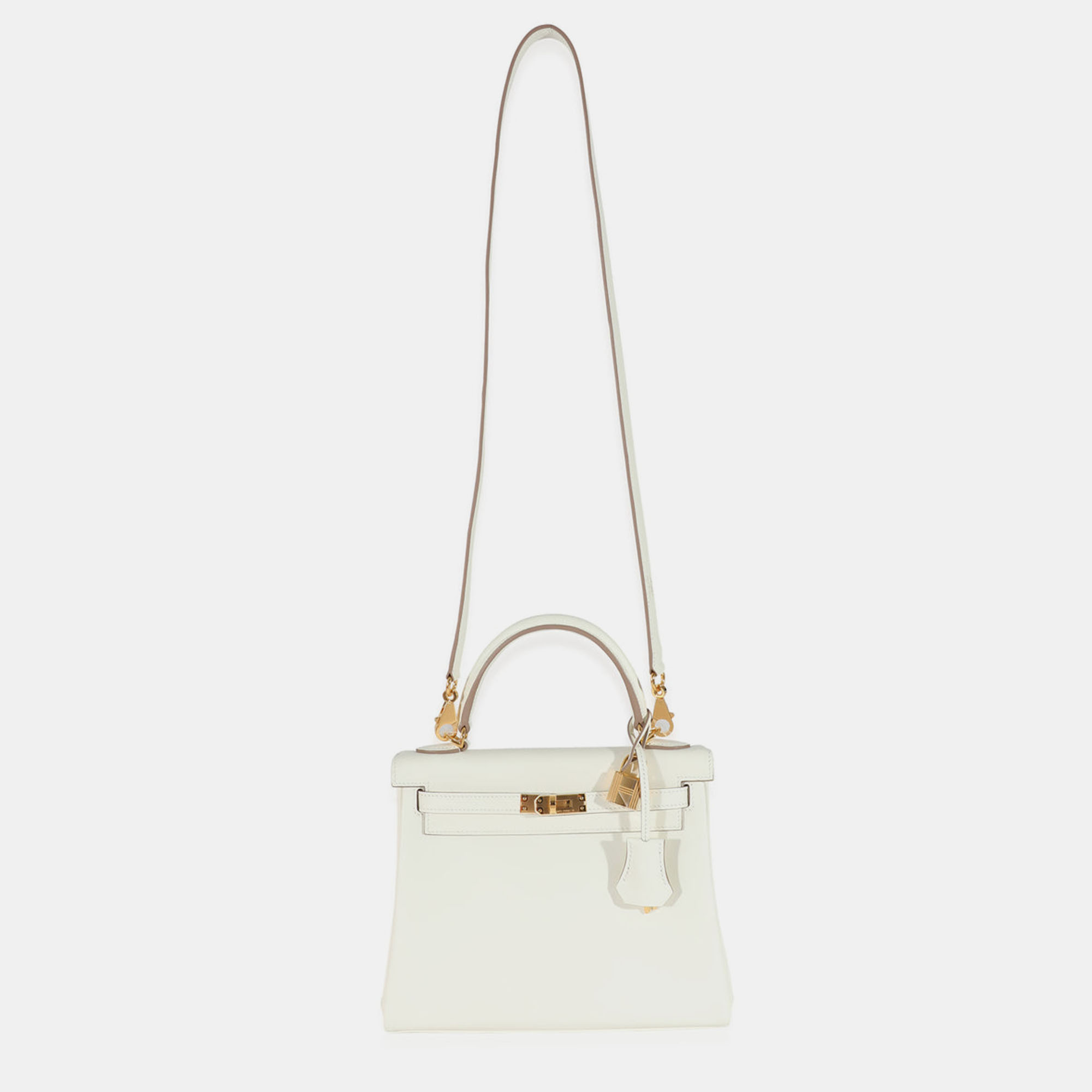 

Hermes Swift Mushroom Retourne Kelly 25 GHW, White