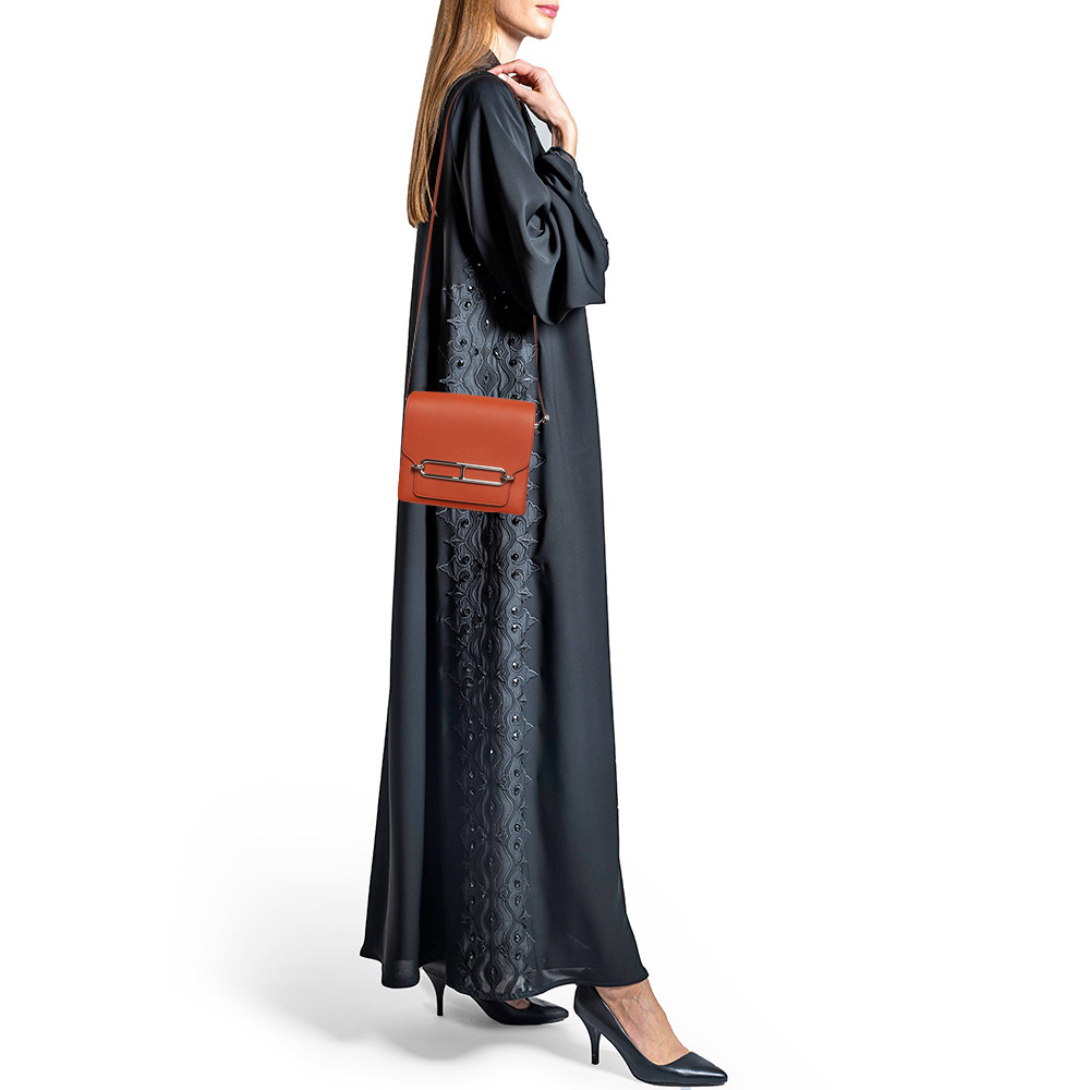 

Hermès Capucine/Terre Battue Evercolor Leather Roulis Mini Bag, Orange