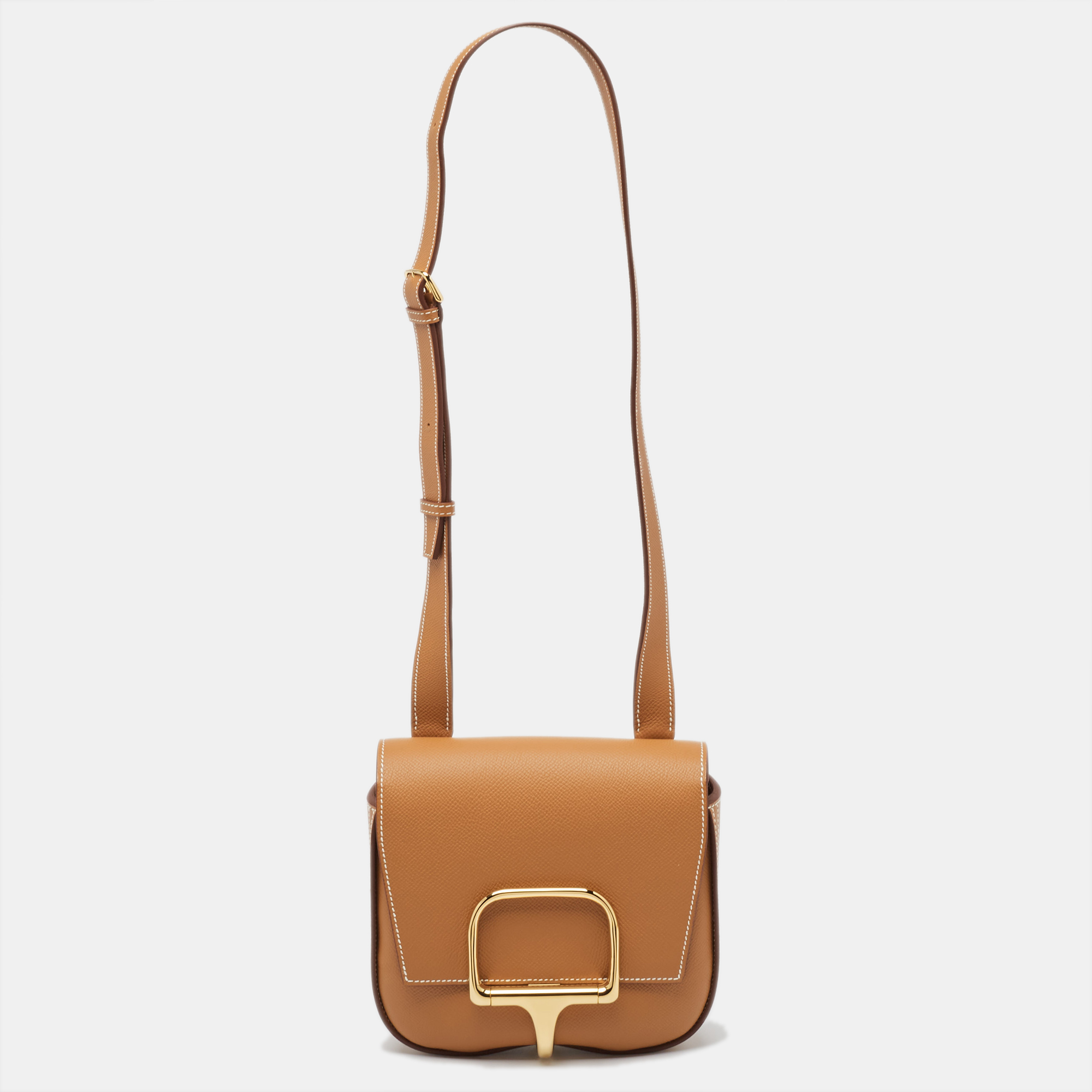 

Hermes Gold Epsom Leather Della Cavalleria Mini Bag, Brown