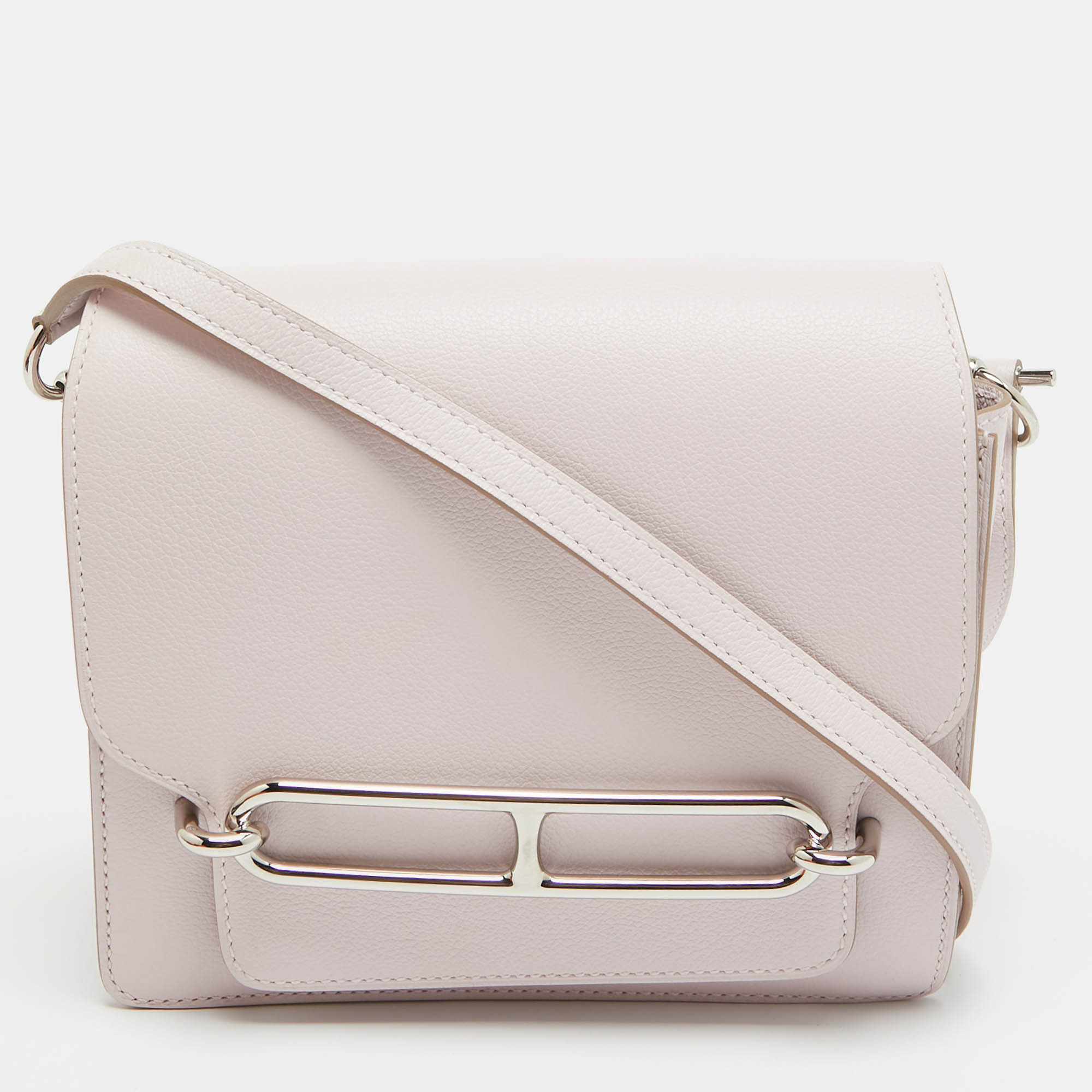 Pre-owned Hermes Mauve Pale Evercolor Leather Roulis Mini Bag In Pink