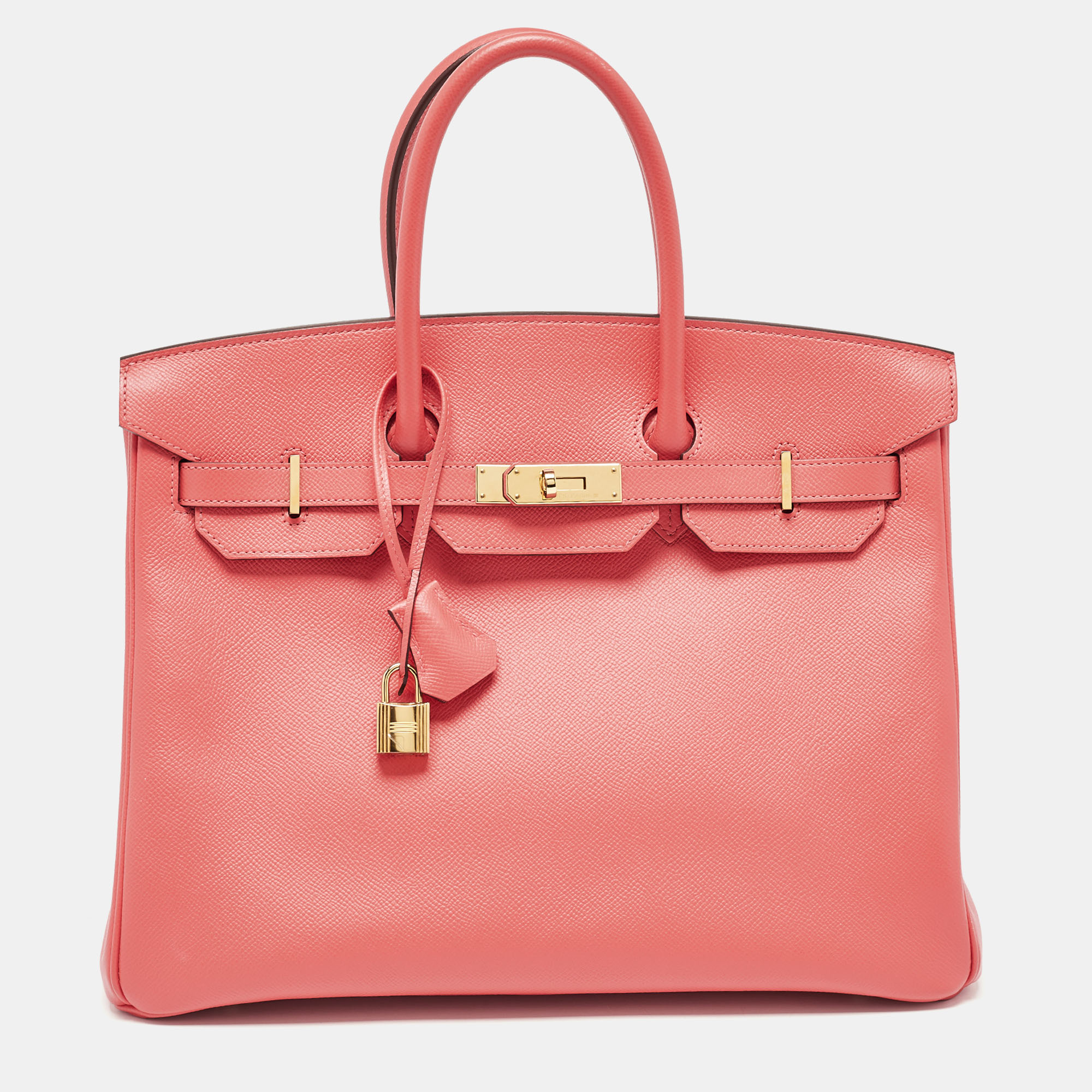 

Hermès Rose Jaipur Epsom Leather Gold Finish Birkin 35 Bag, Orange
