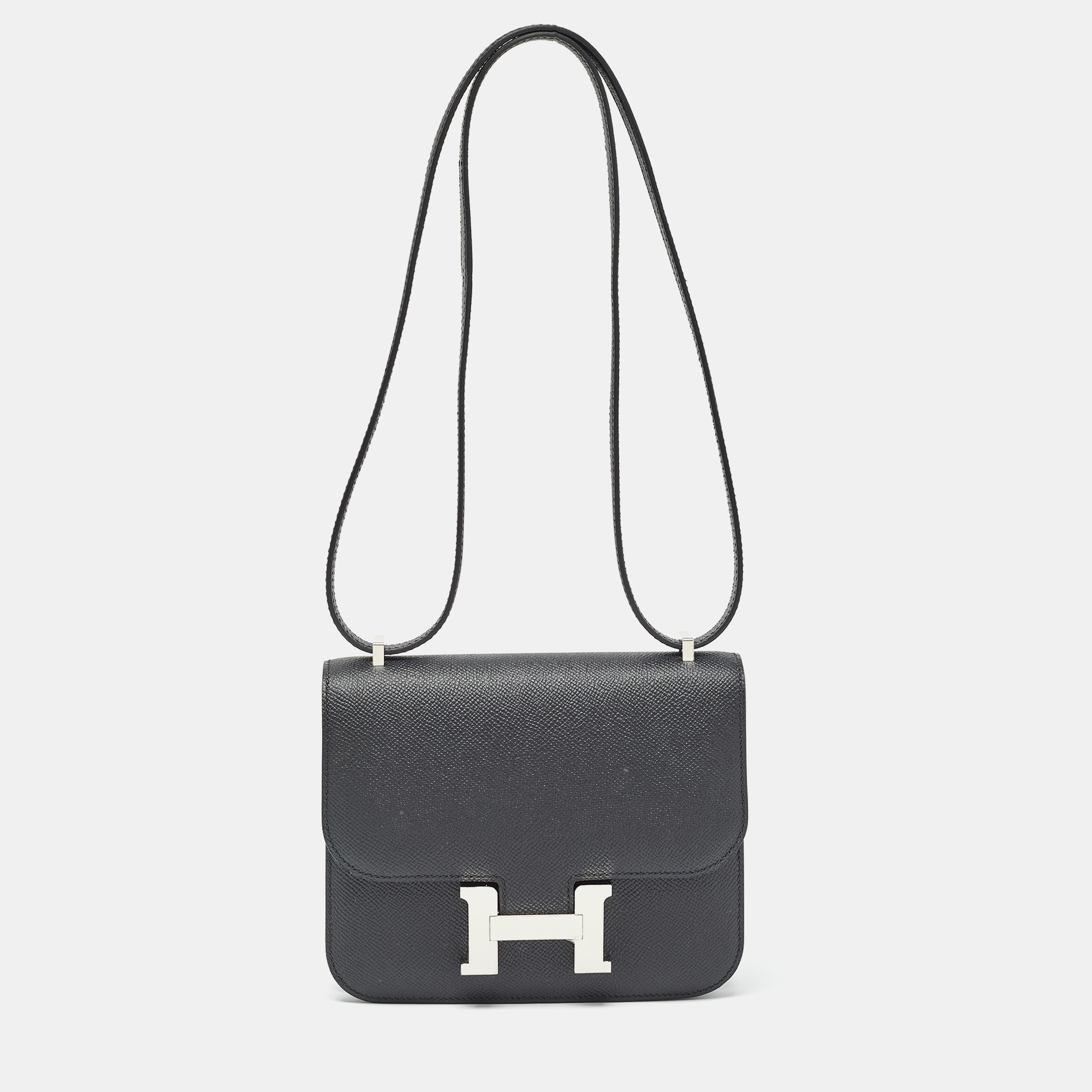 

Hermès Black Epsom Leather Palladium Finish Constance III Mini Bag