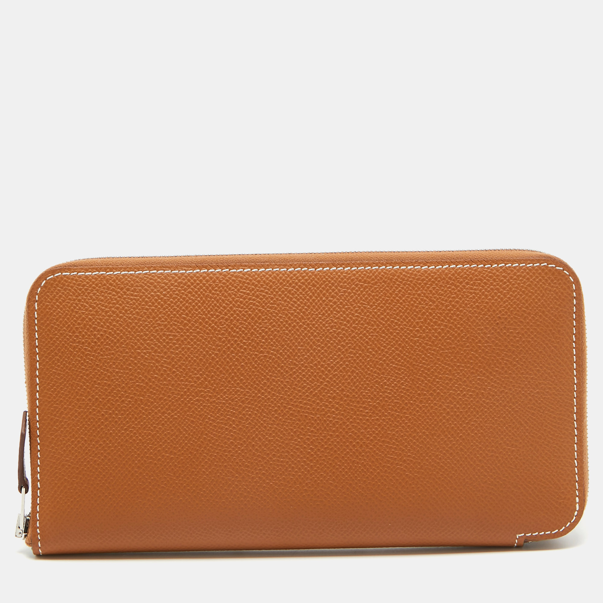 

Hermes Gold Epsom Leather Silk'In Classique Long Wallet, Brown