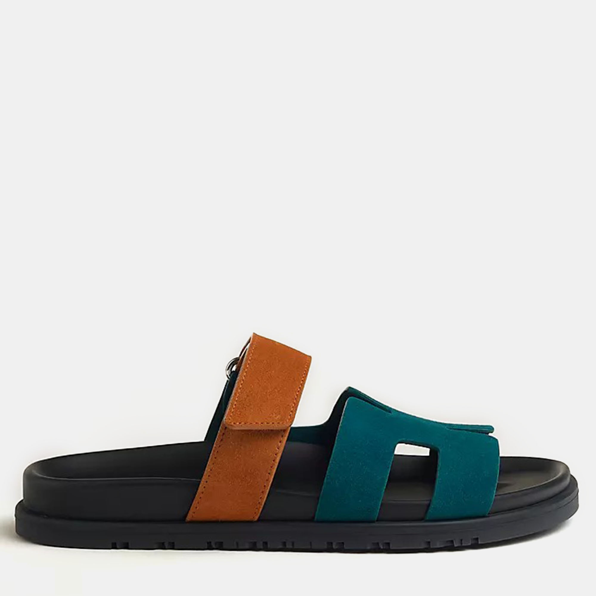 

Hermes Vert Mousse-Naturel Rubber Chypre Sandal, Blue