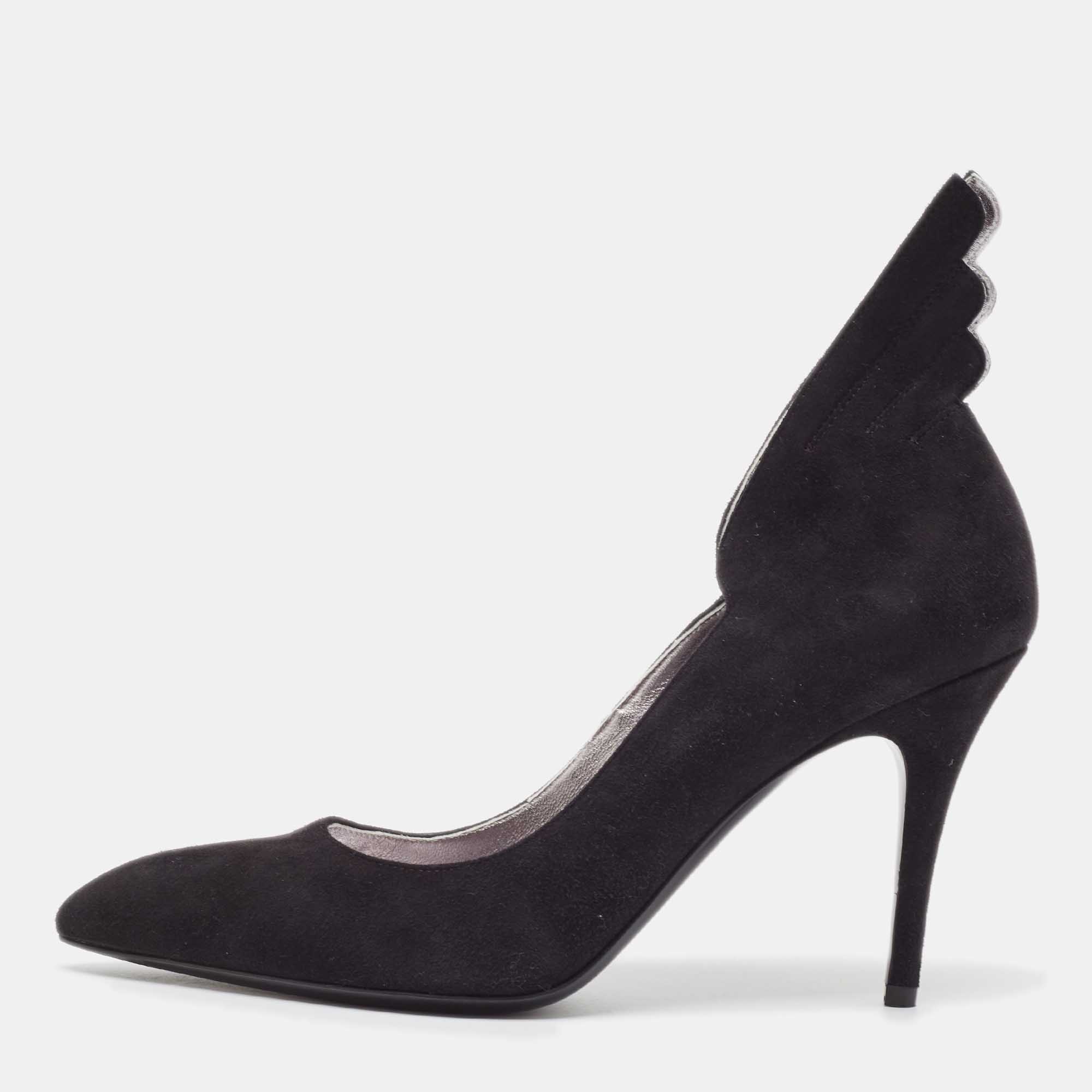 

Hermes Black Suede Victoire Pumps Size