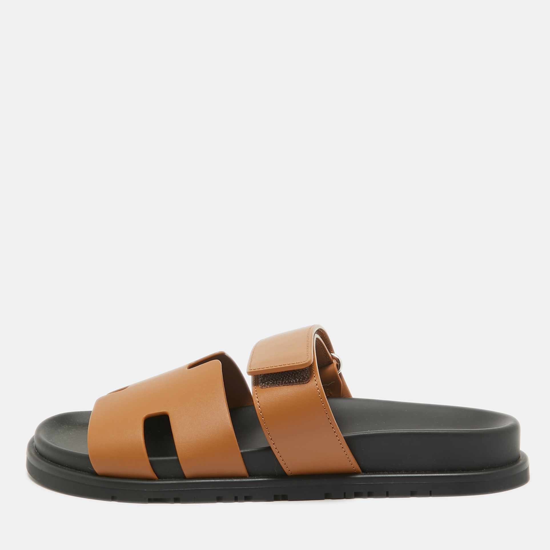 

Hermes Brown Leather Chypre Sandals Size