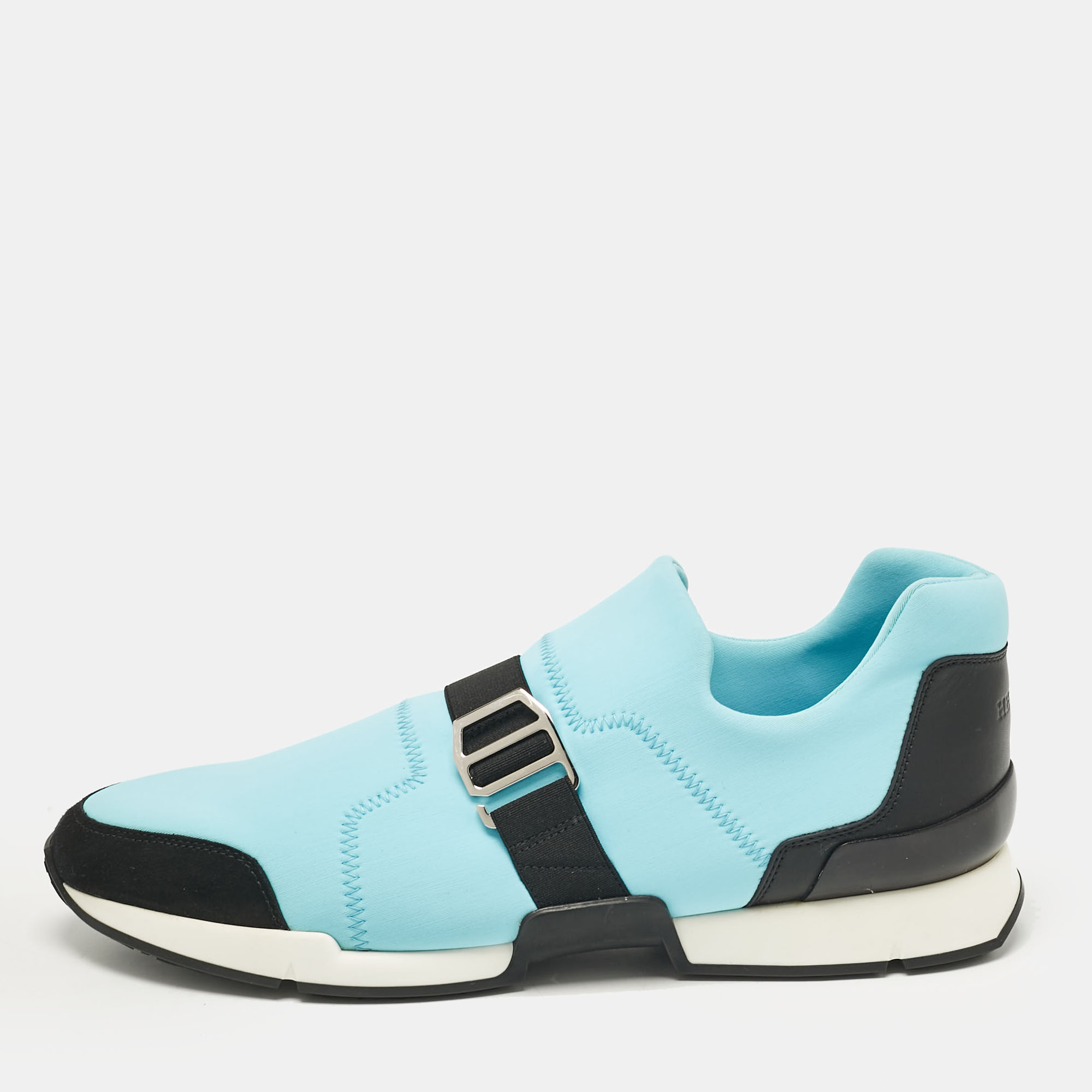 

Hermes Blue/Black Neoprene and Suede Run Sneakers Size