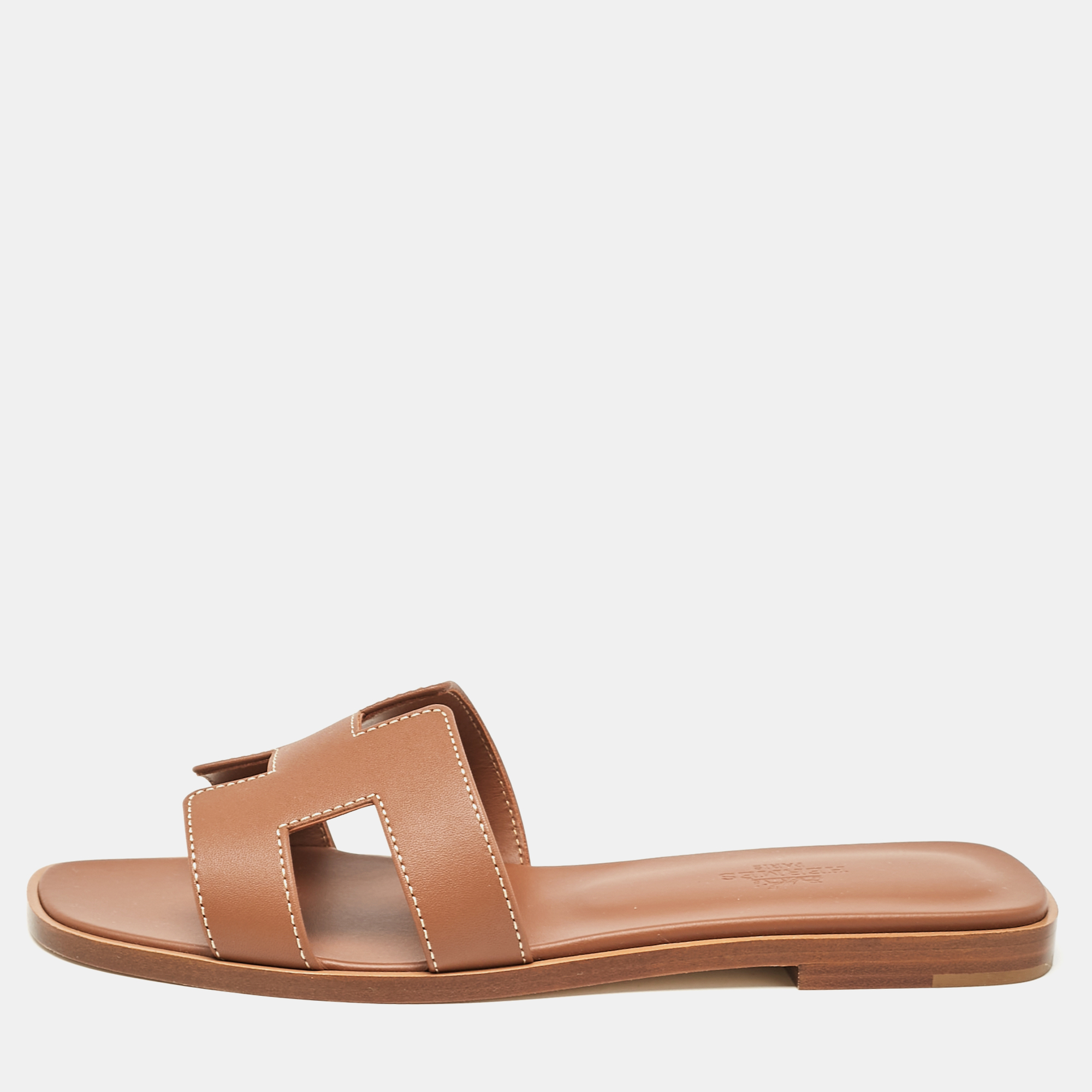 

Hermès Brown Leather Oran Flat Slides Size