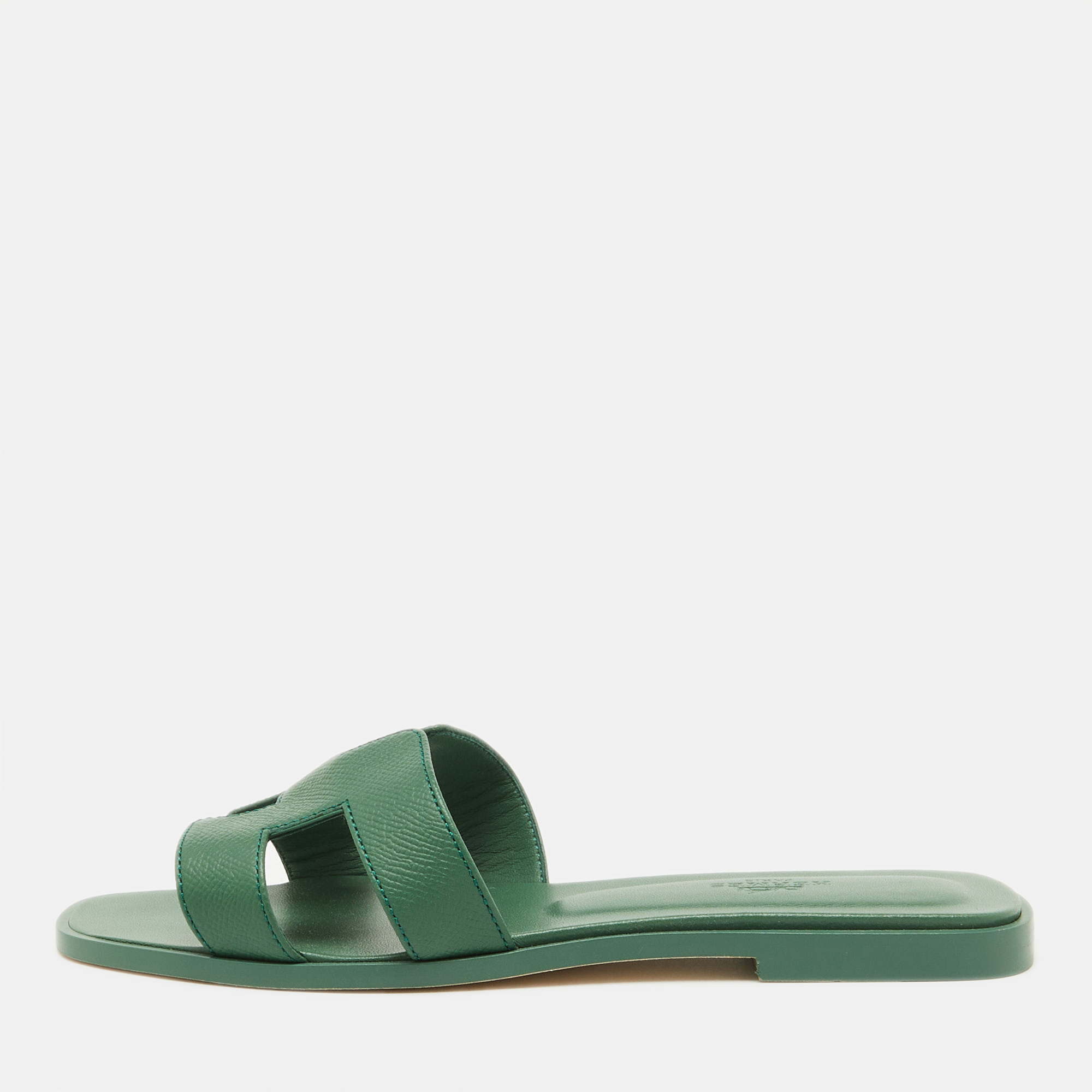 

Hermes Green Leather Oran Flat Sandals Size