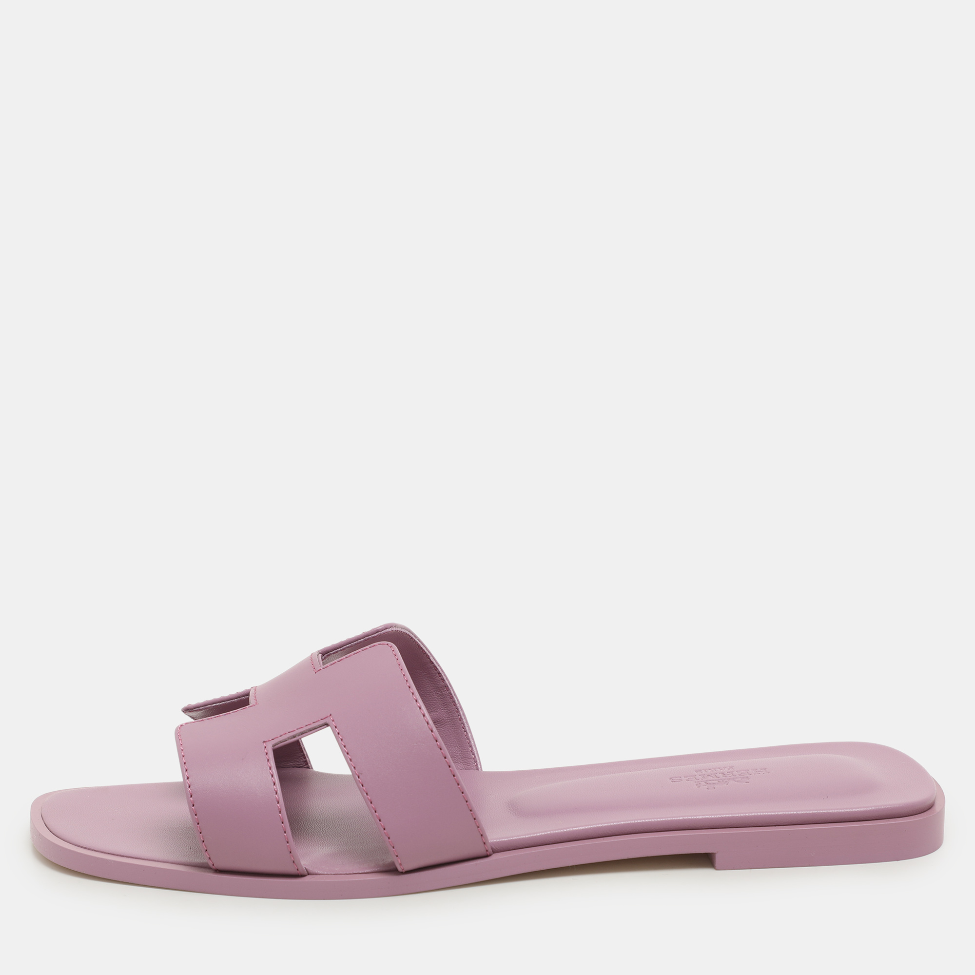 

Hermes Bruyère Leather Oran Flat Sandals Size 41.5, Purple